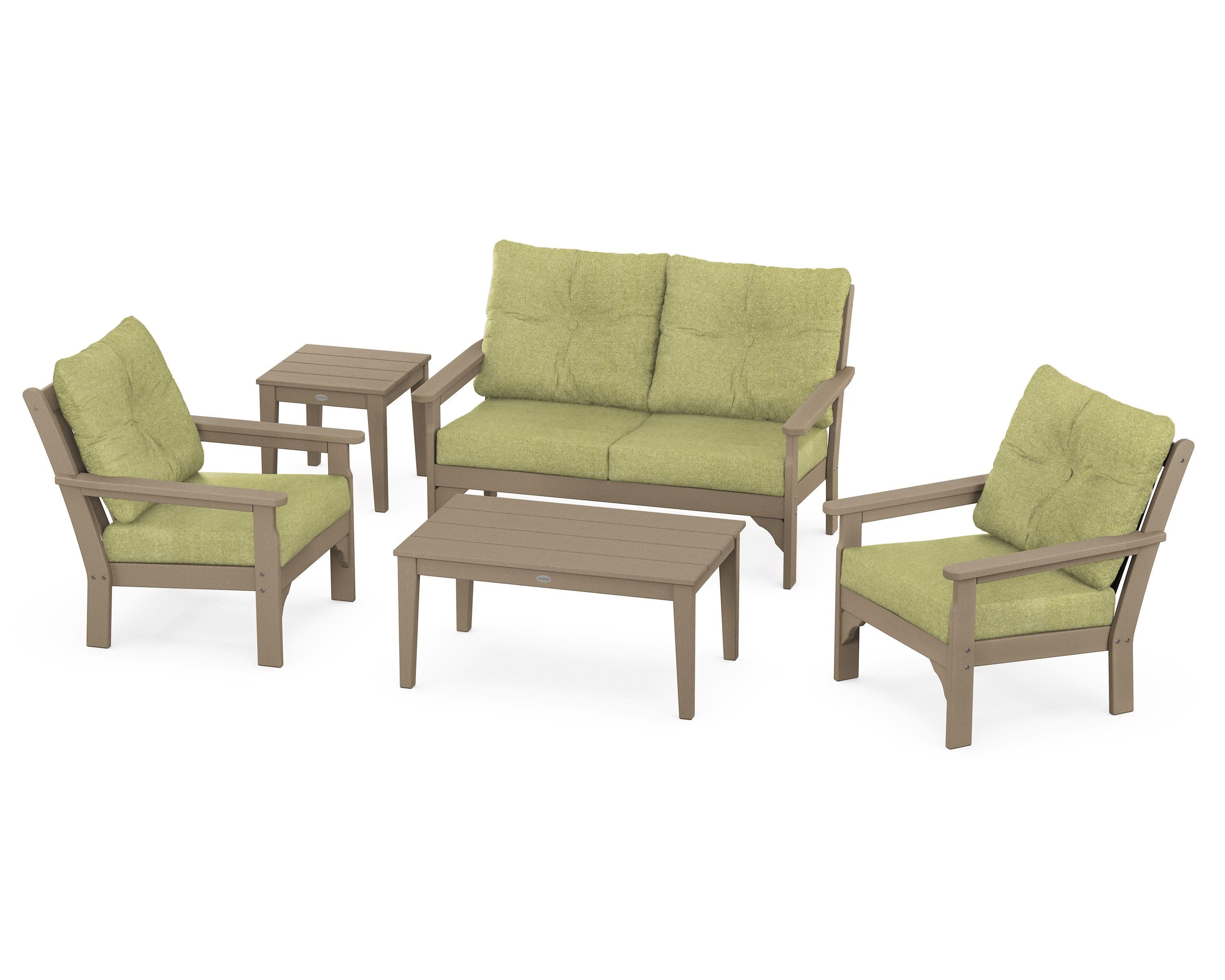 Vineyard 5-Piece Deep Seating Set in Vintage Sahara / Chartreuse Boucle