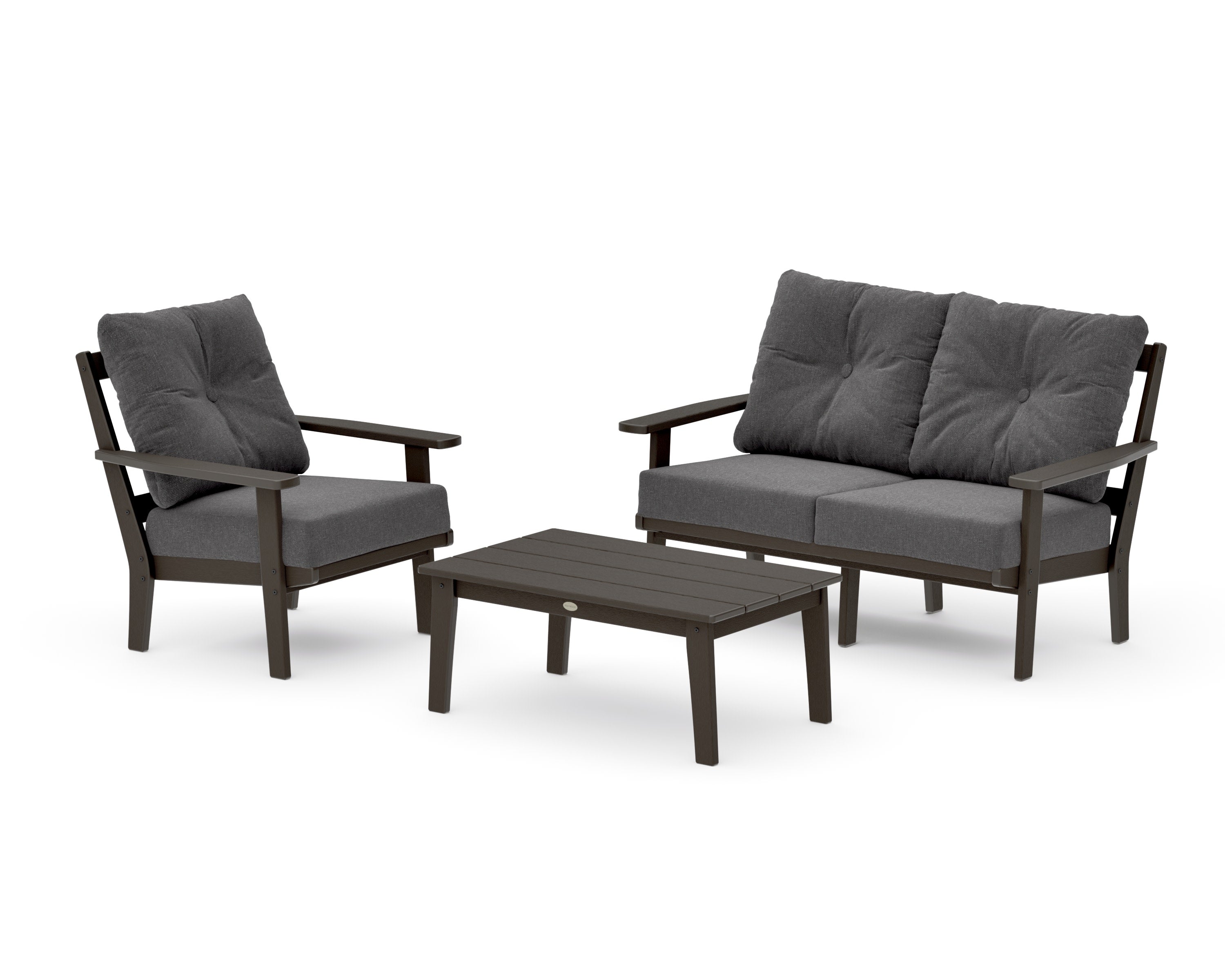 Oxford 3-Piece Deep Seating Set with Loveseat in Vintage Coffee / Ash Charcoal