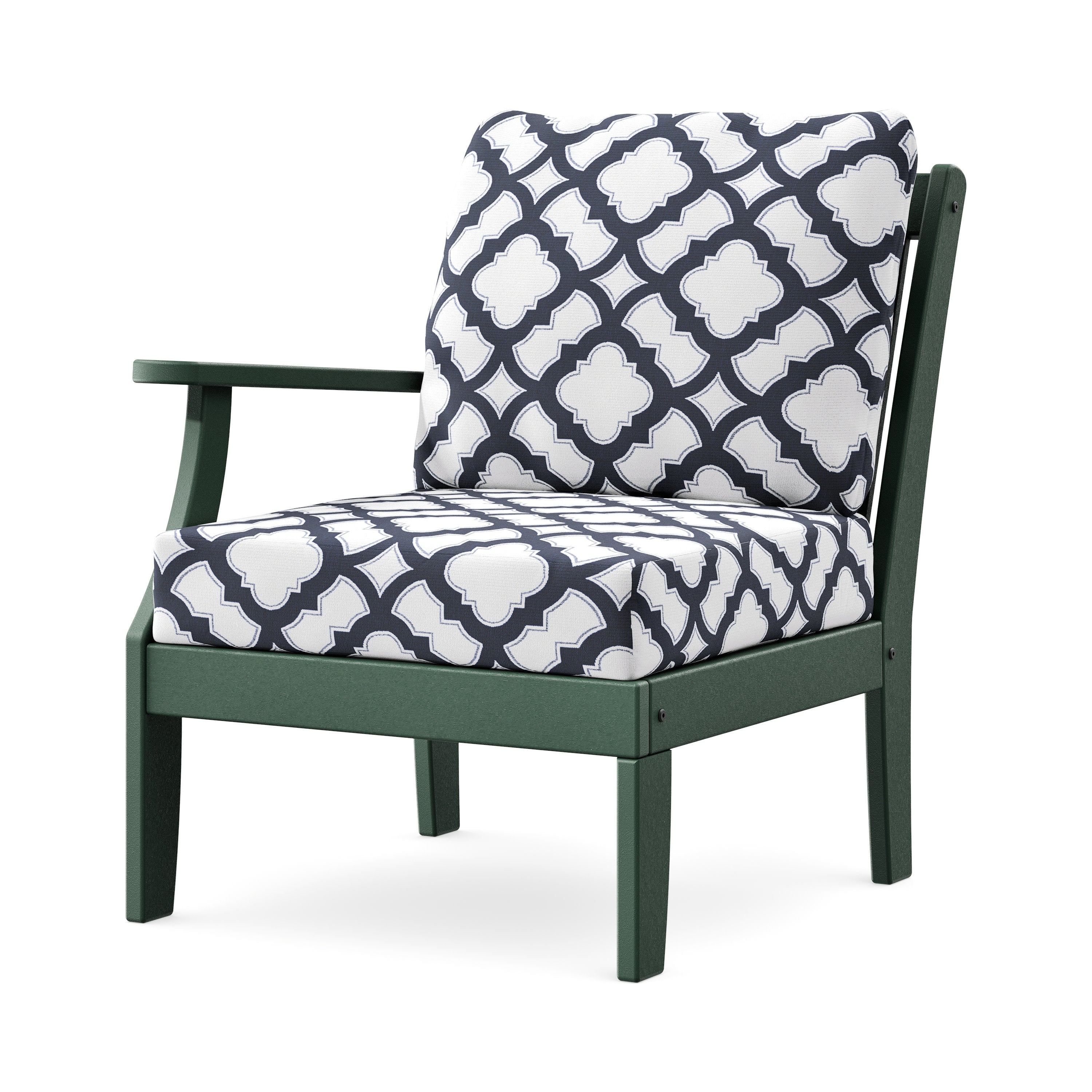 Braxton Modular Left Arm Chair in Green / Trellis Navy