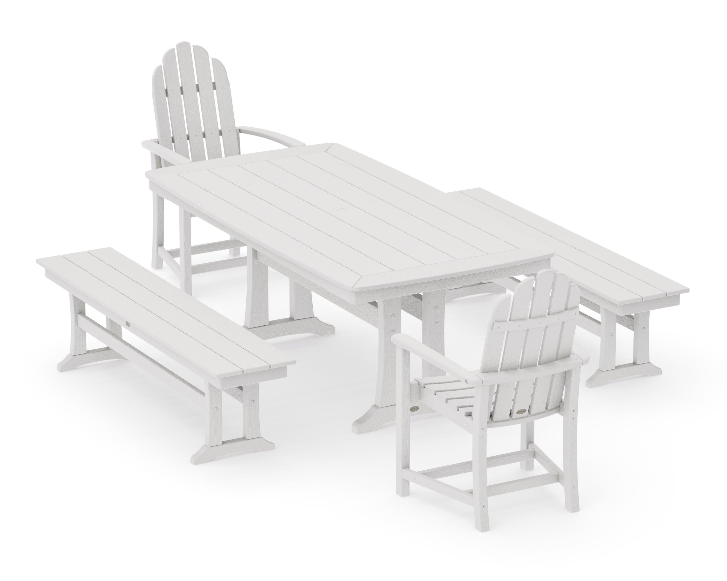 Classic Adirondack 5-Piece Dining Set with Trestle Legs in Vintage White