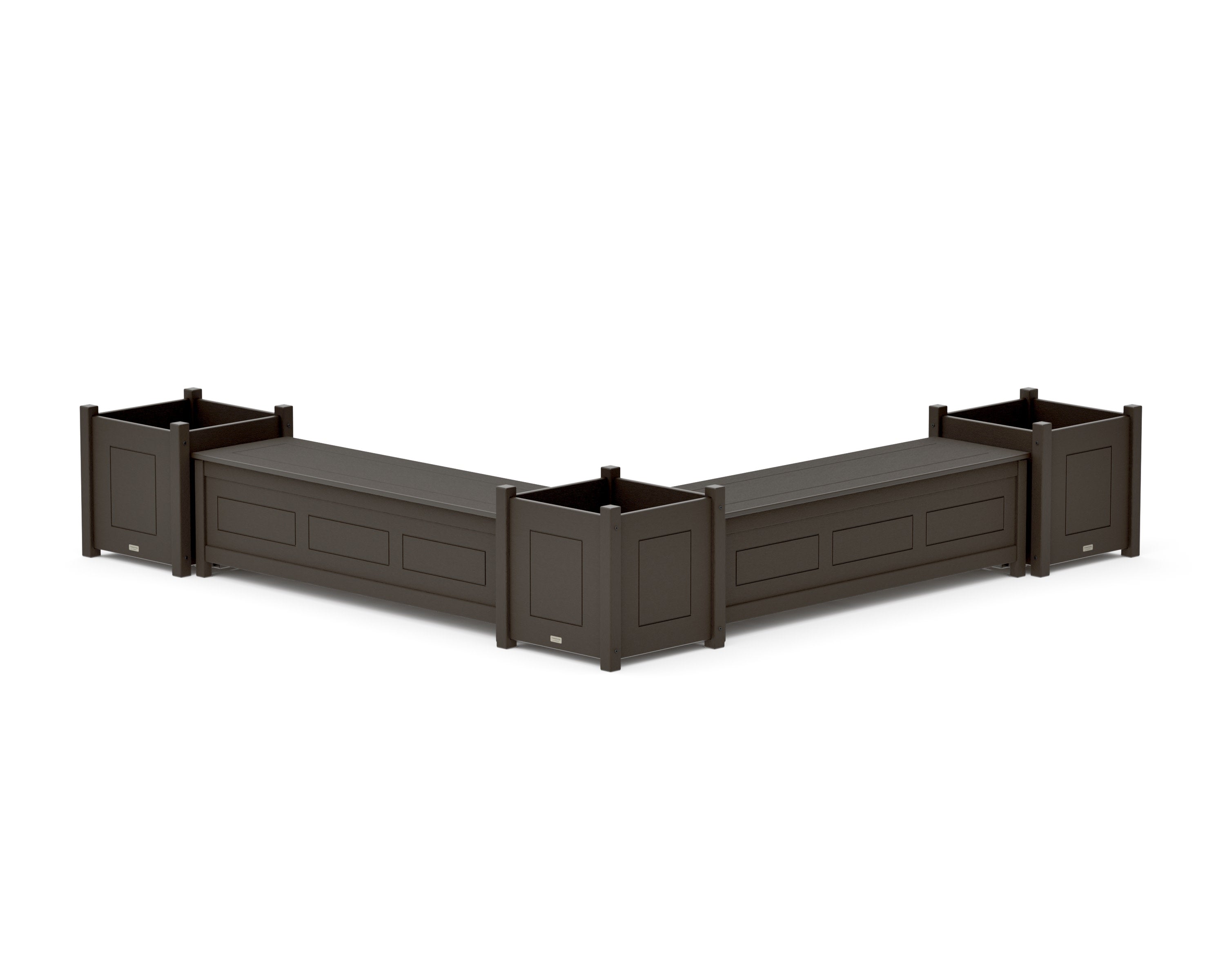 60" Country Living L- Shaped Planter Storage Bench Corner Set- Large in Vintage Coffee