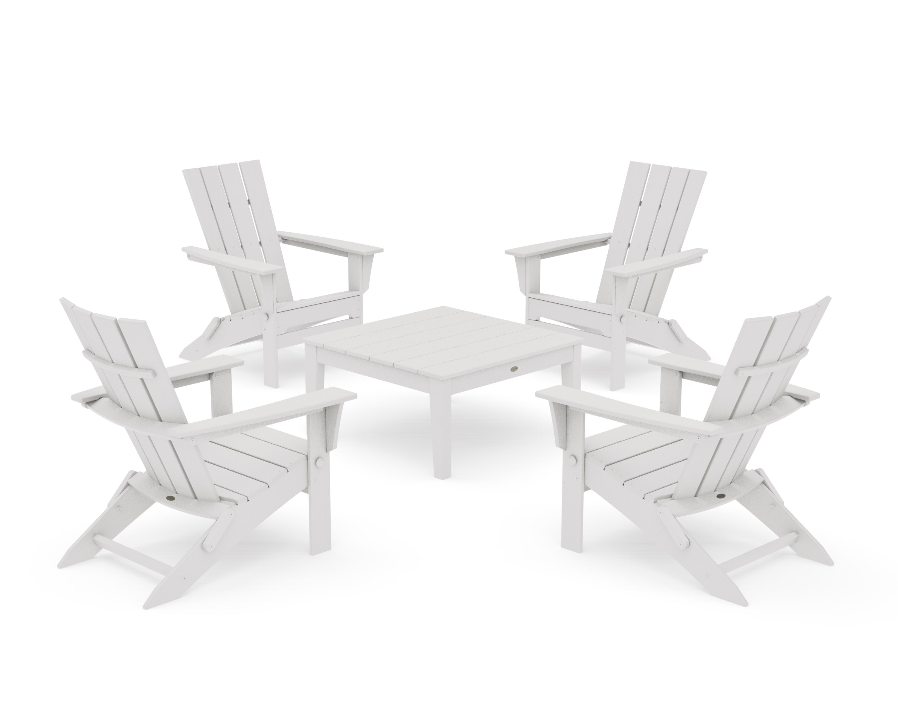 Quattro Folding Chair 5-Piece Conversation Set in Vintage White