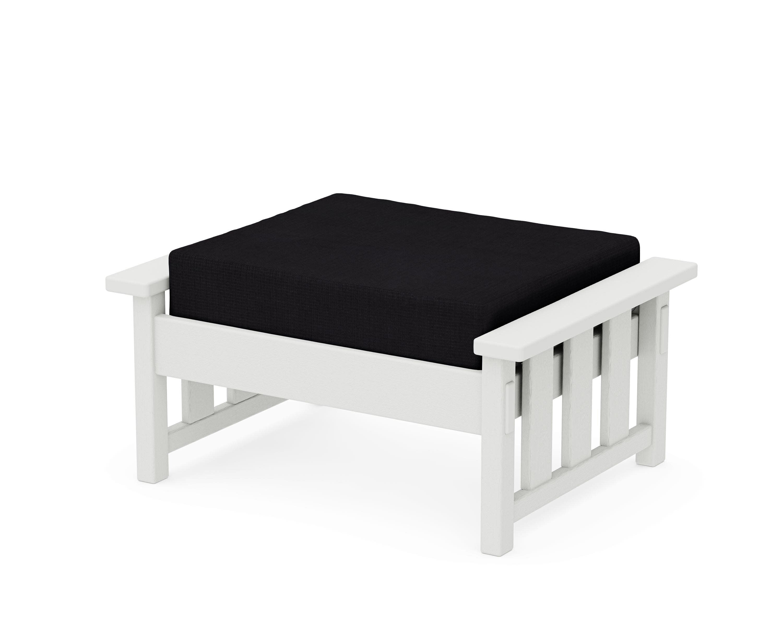 Acadia Deep Seating Ottoman in Vintage White / Midnight Linen