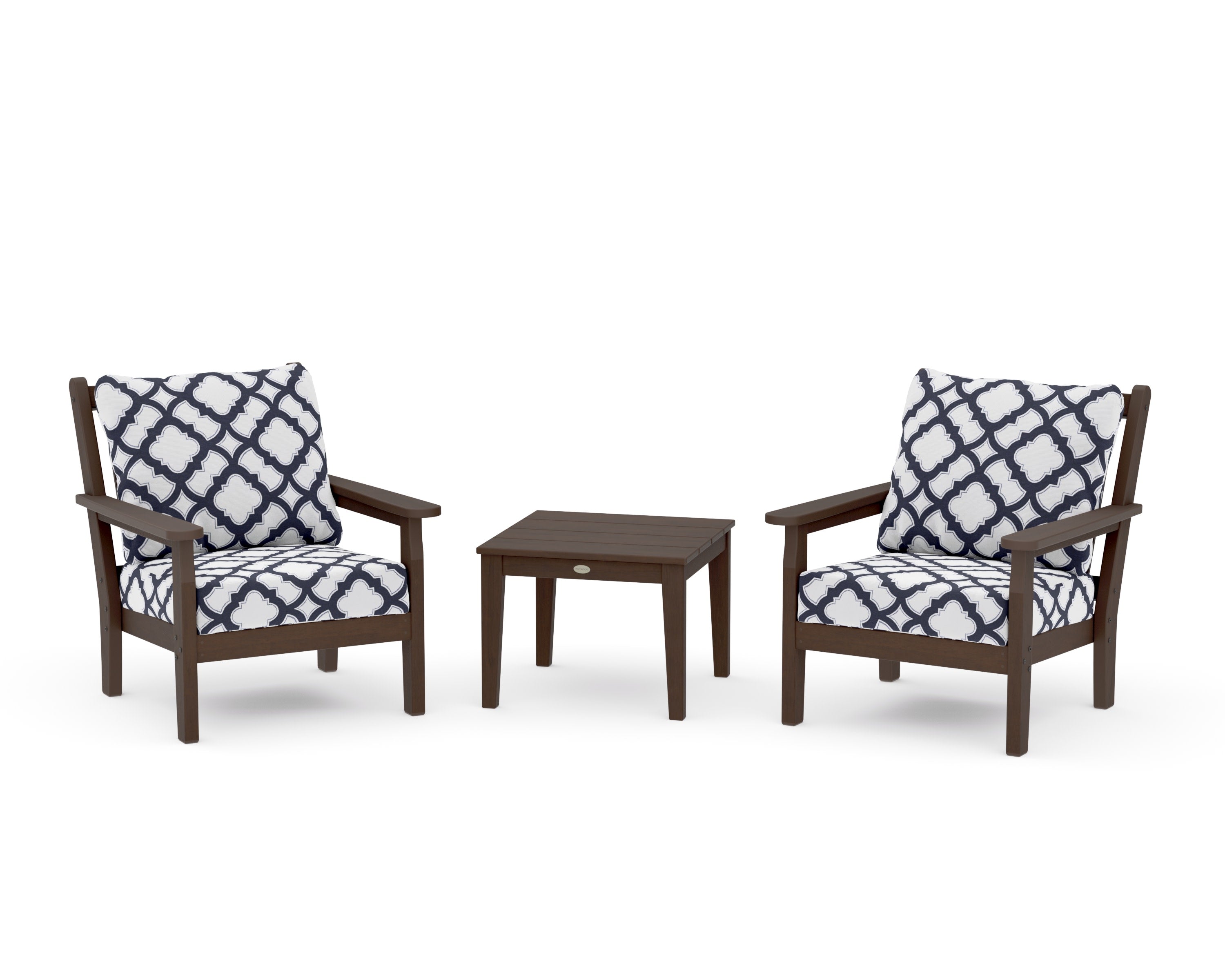Chippendale 3-Piece Deep Seating Set in Kona / Trellis Navy