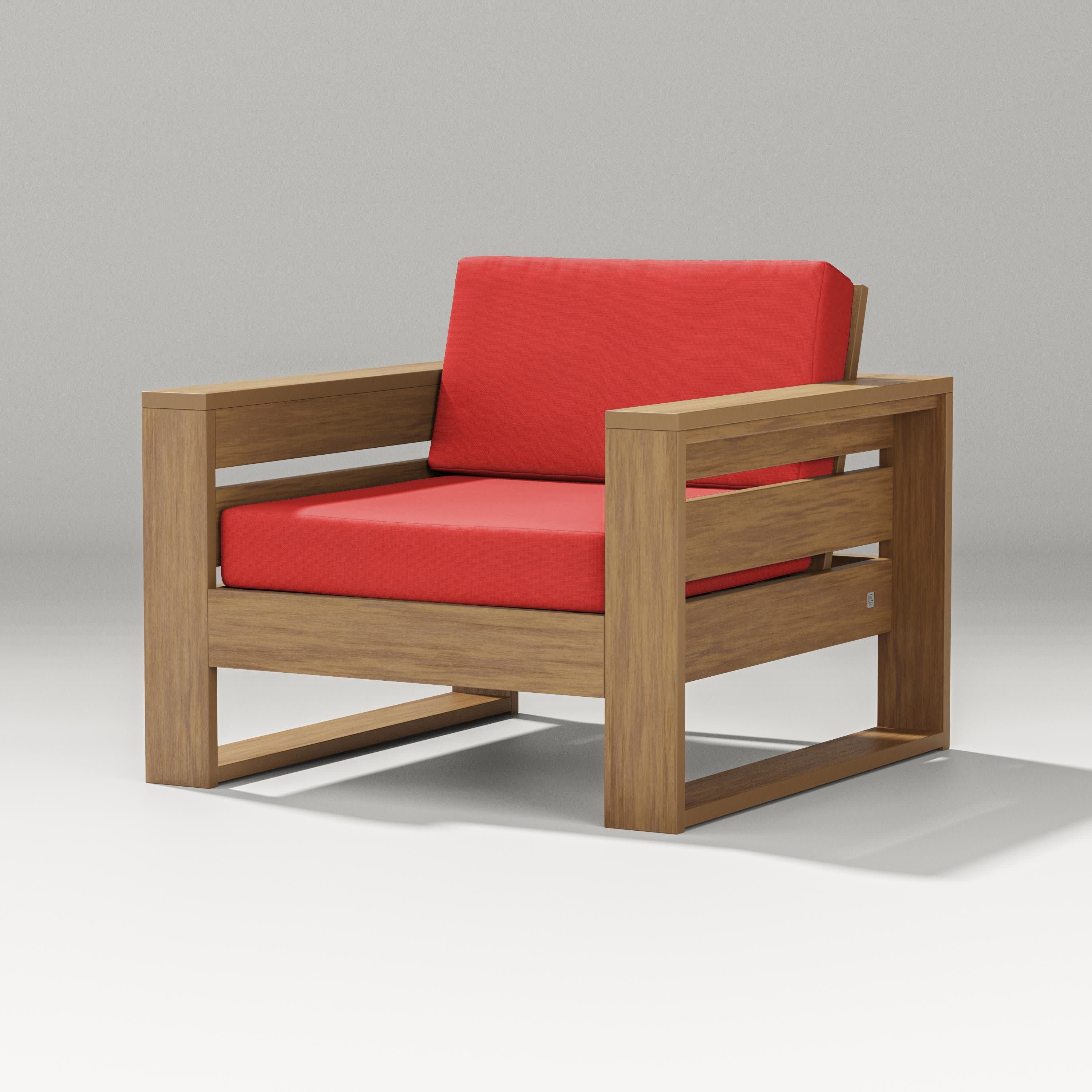 Latitude Lounge Chair in Natural / Crimson Linen
