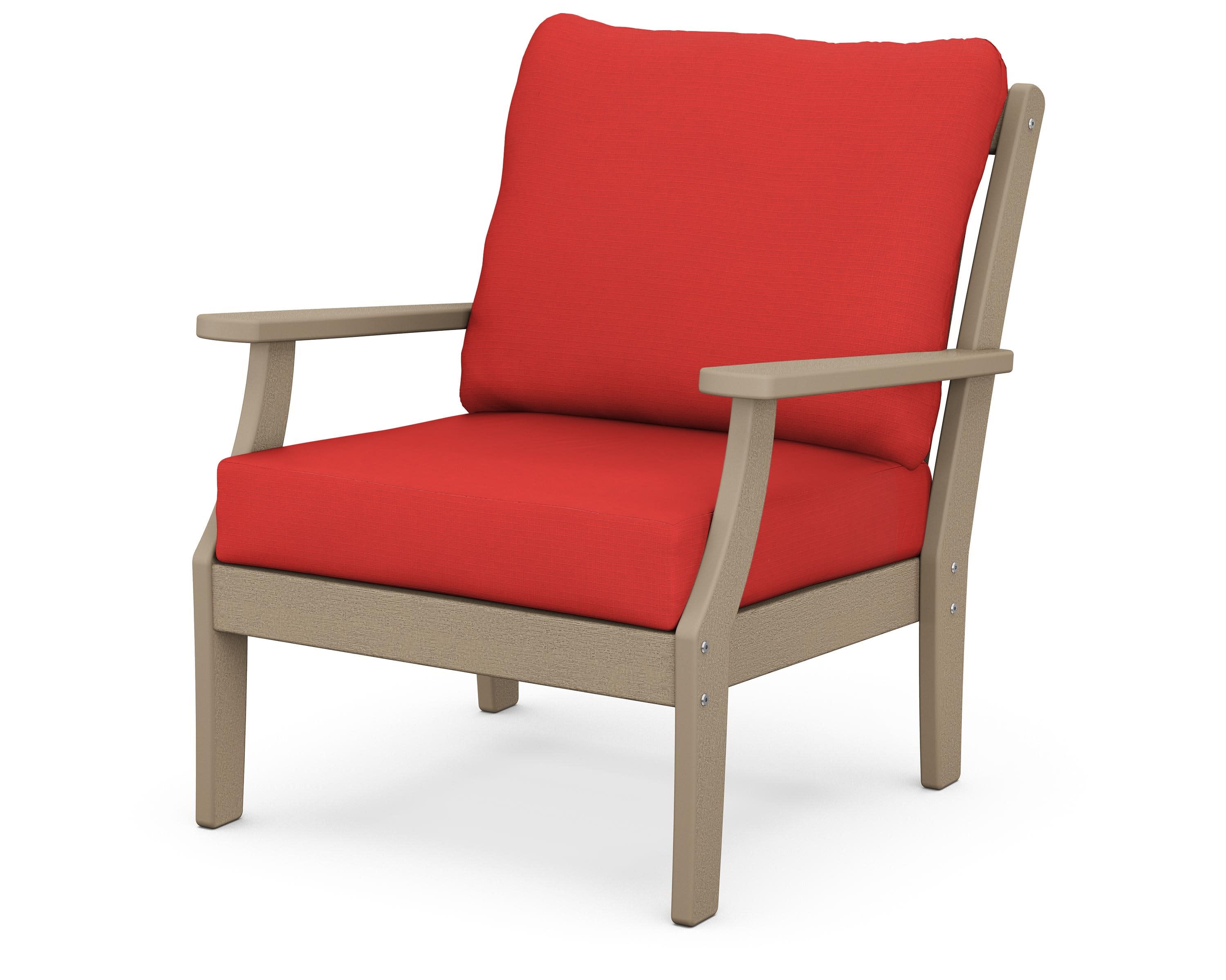 Braxton Deep Seating Chair in Vintage Sahara / Crimson Linen