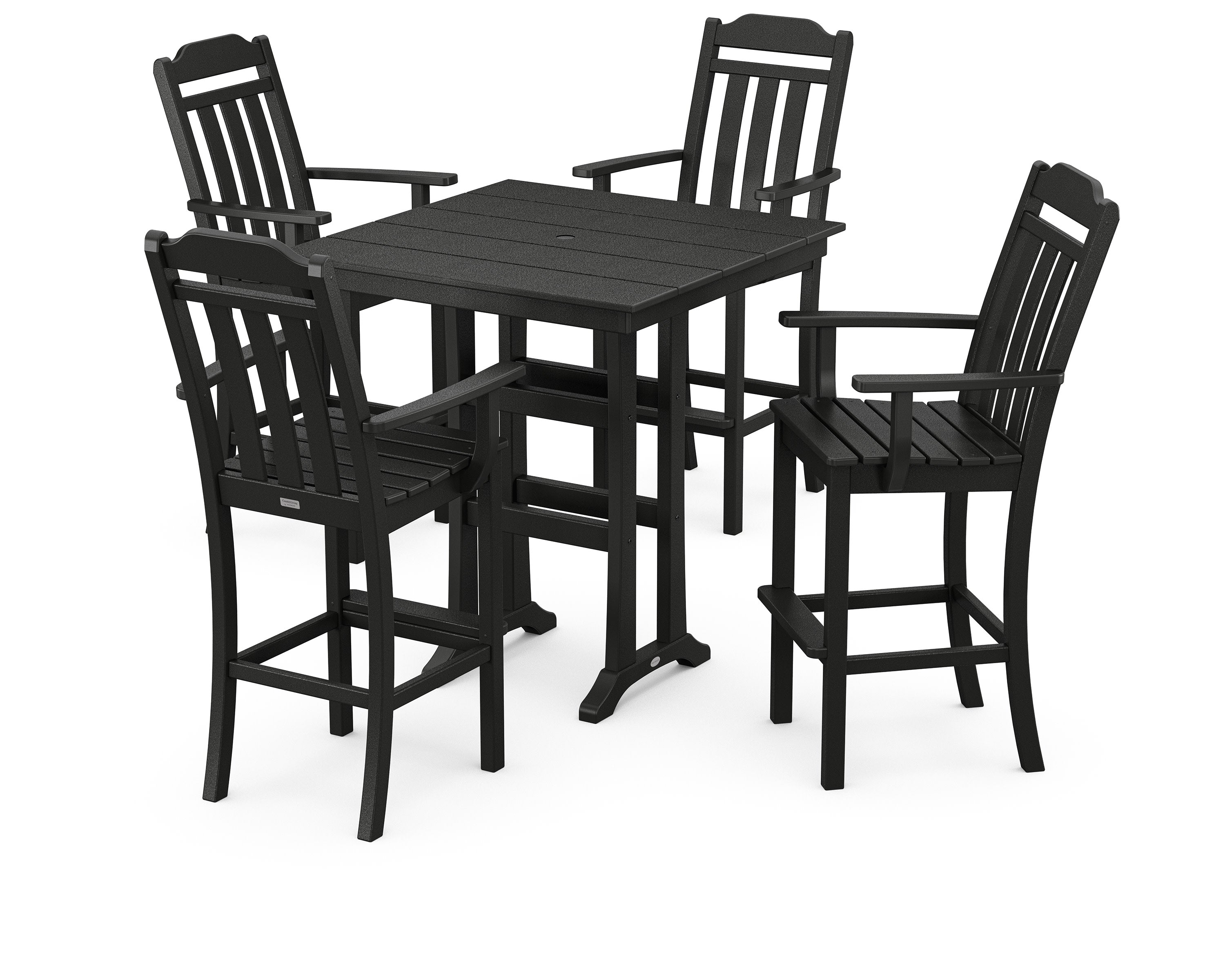 Cottage 5-Piece Farmhouse Bar Set with Trestle Legs in Black