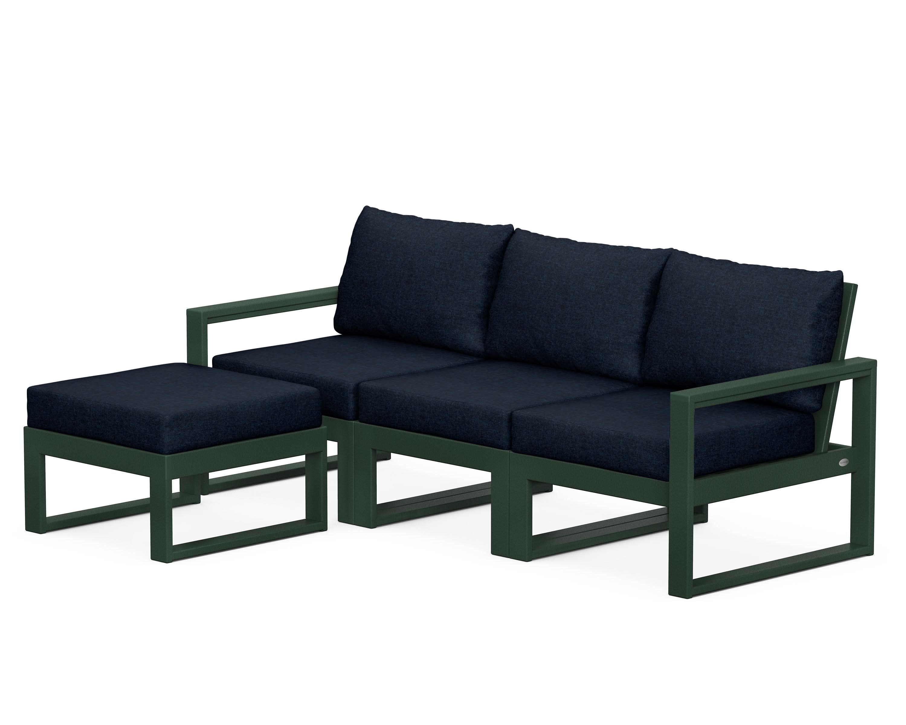 EDGE 4-Piece Modular Deep Seating Set with Ottoman in Green / Marine Indigo