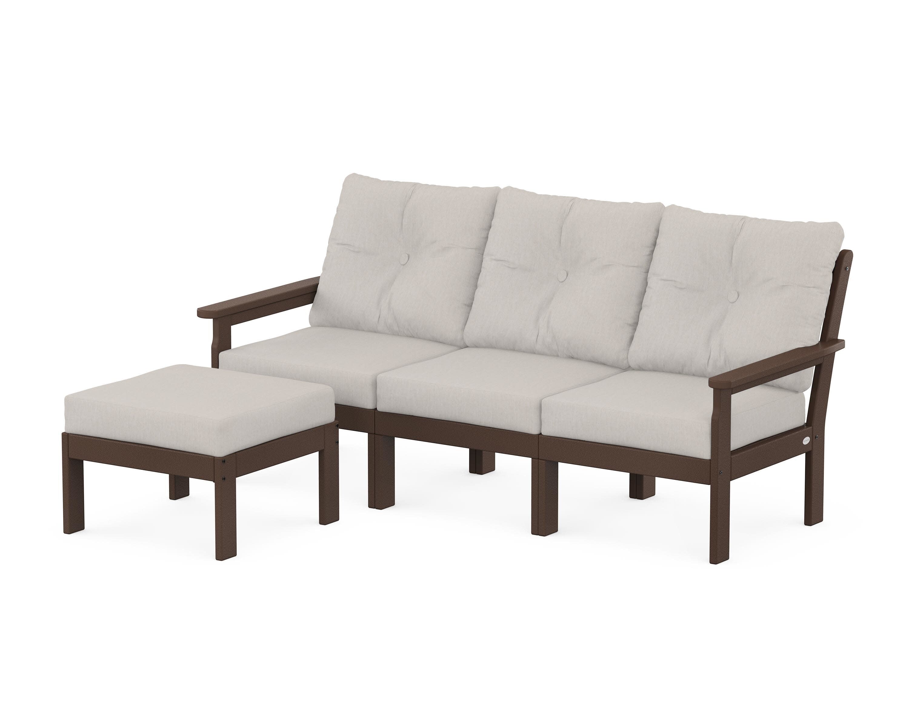 Vineyard 4-Piece Sectional with Ottoman in Mahogany / Cast Ash