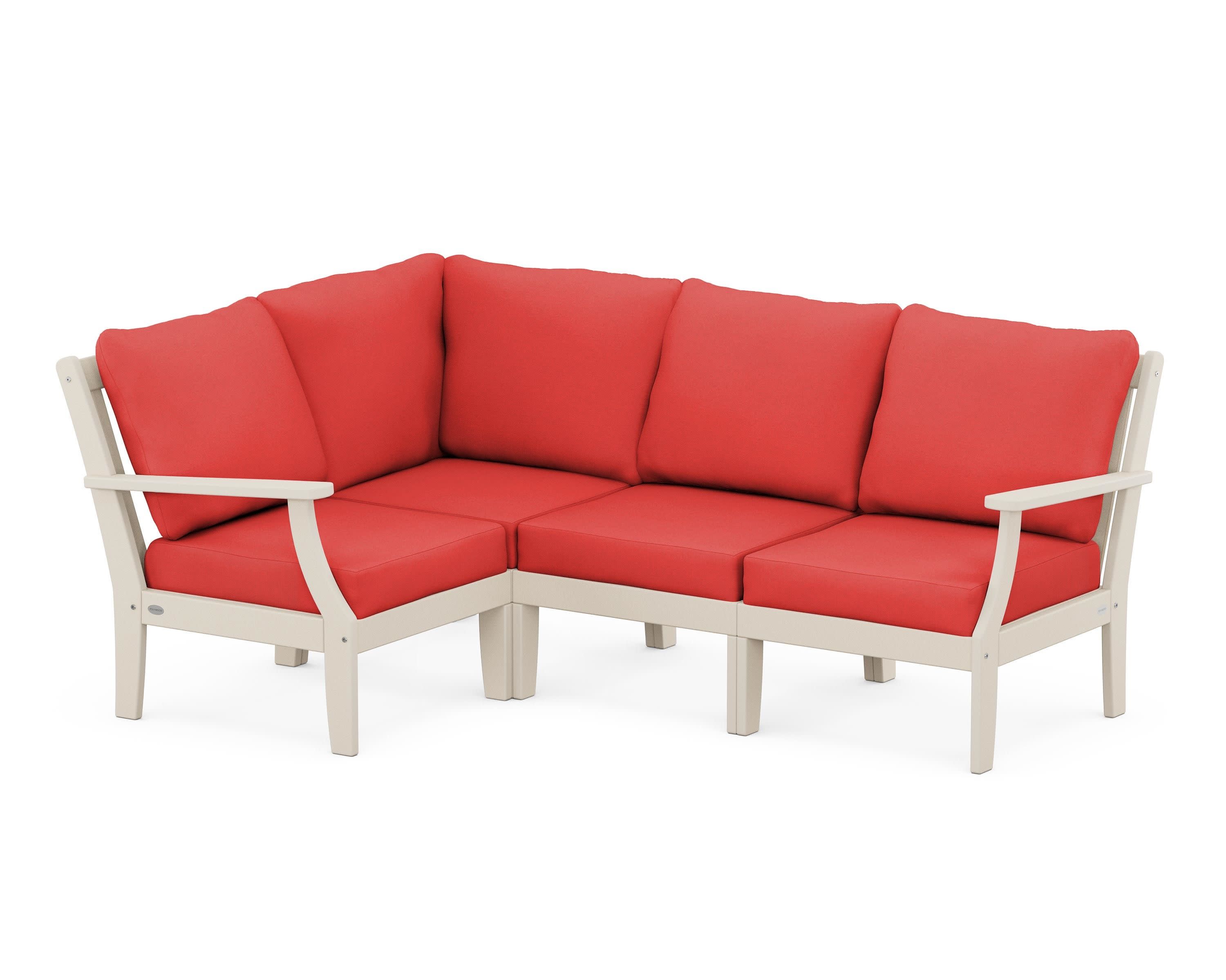 Braxton Modular 4-Piece Deep Seating Set in Sand / Crimson Linen