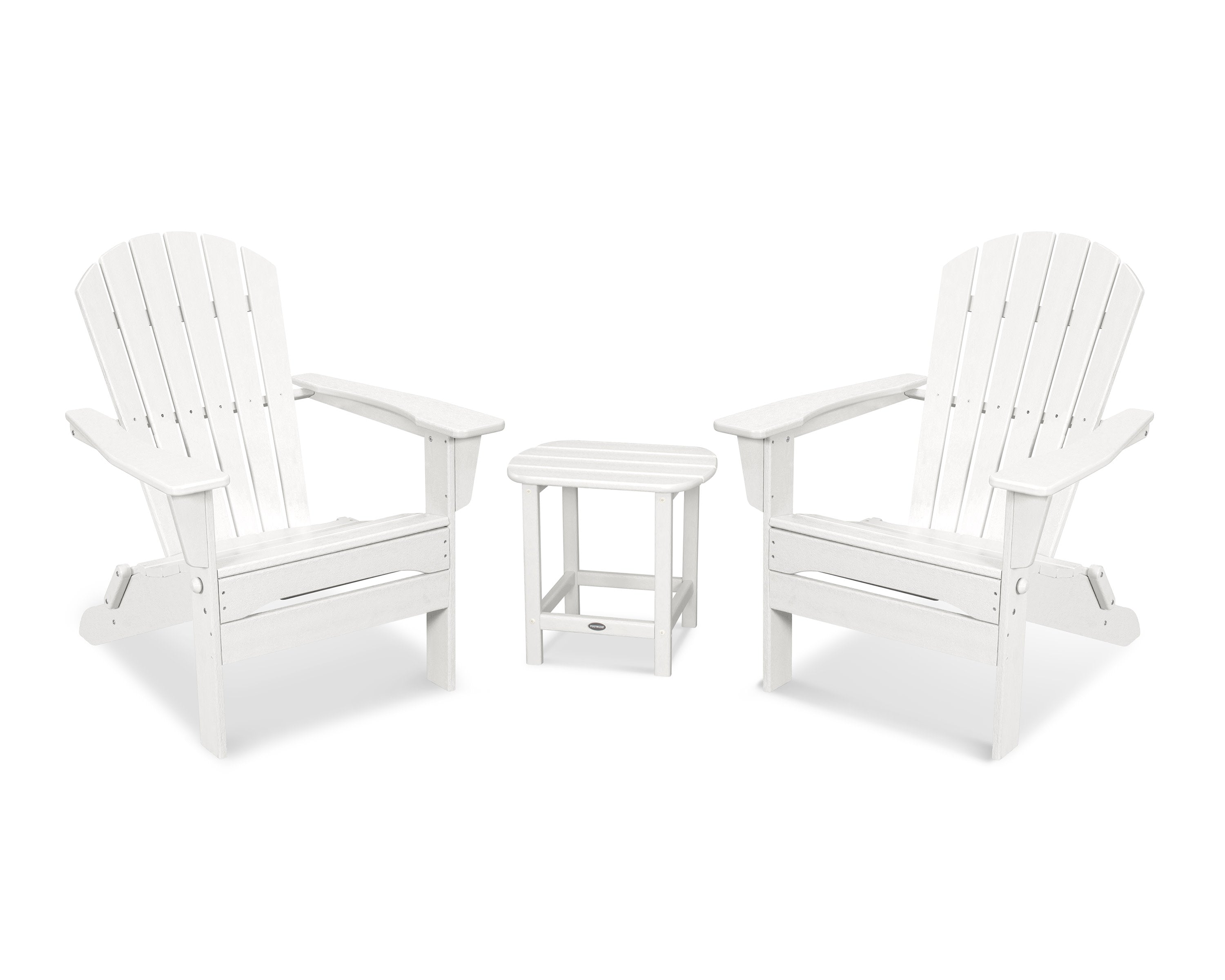 South Beach 3-Piece Folding Adirondack Set in White