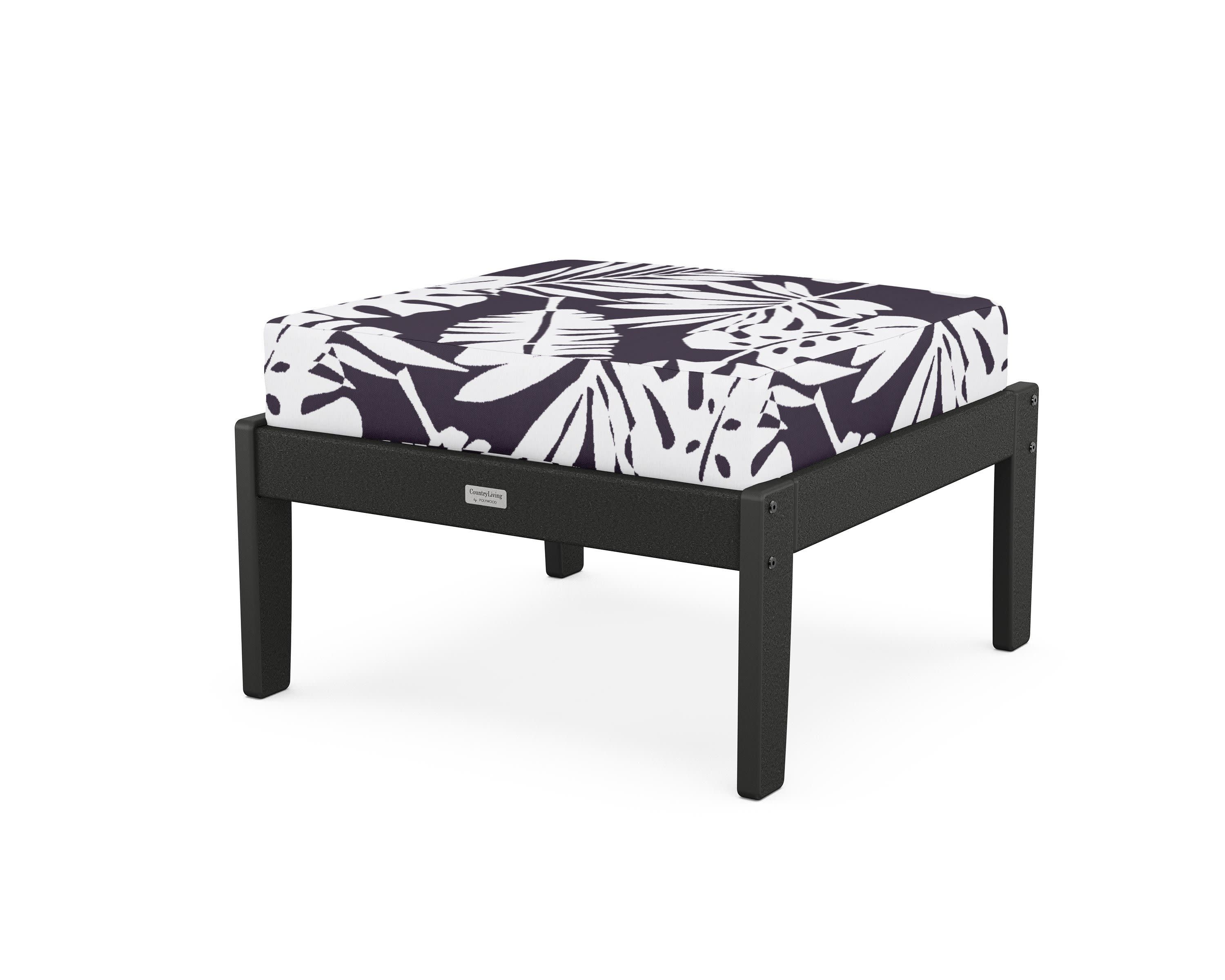 Cottage Deep Seating Ottoman in Black / Leaf Navy