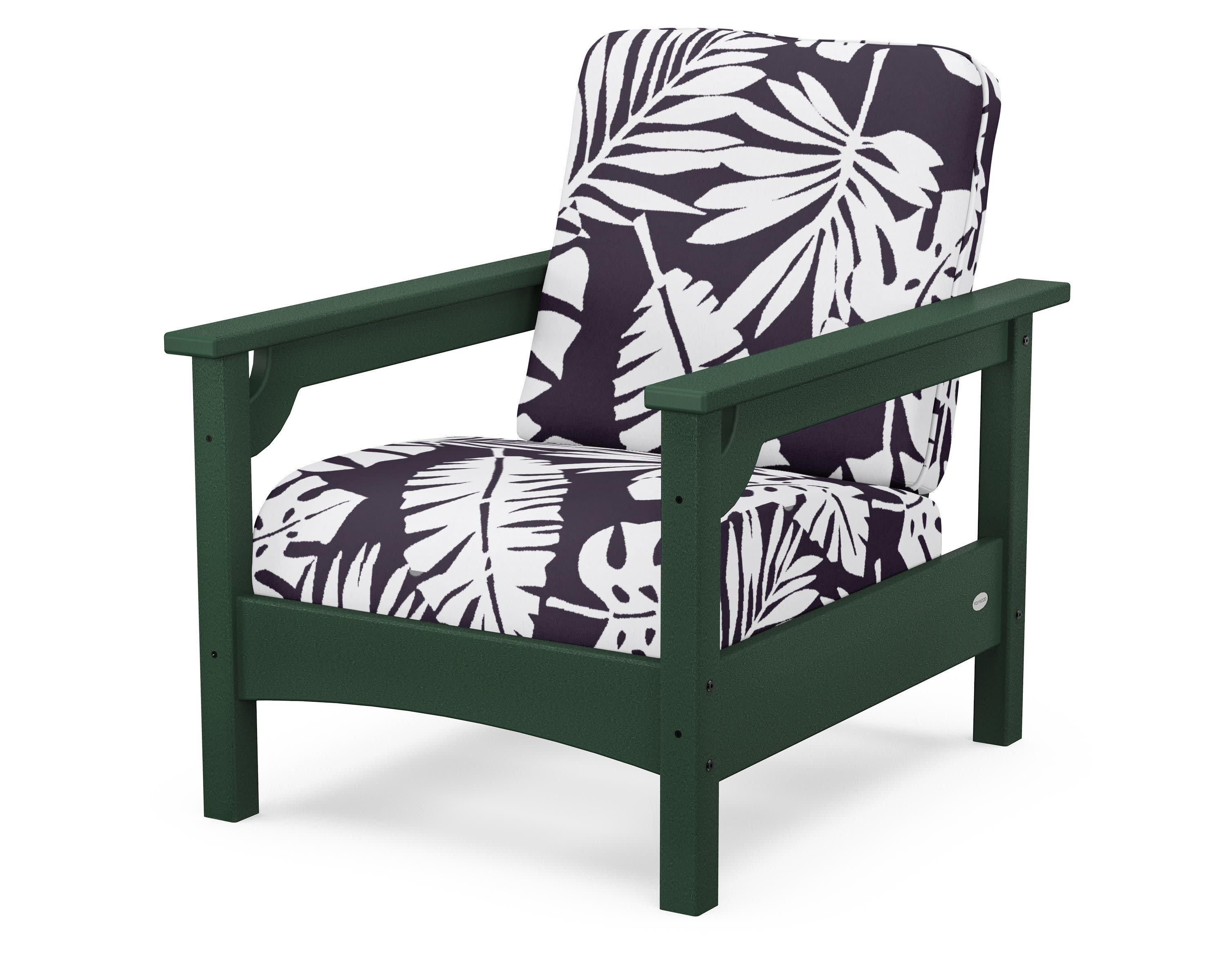 Club Chair in Green / Leaf Navy