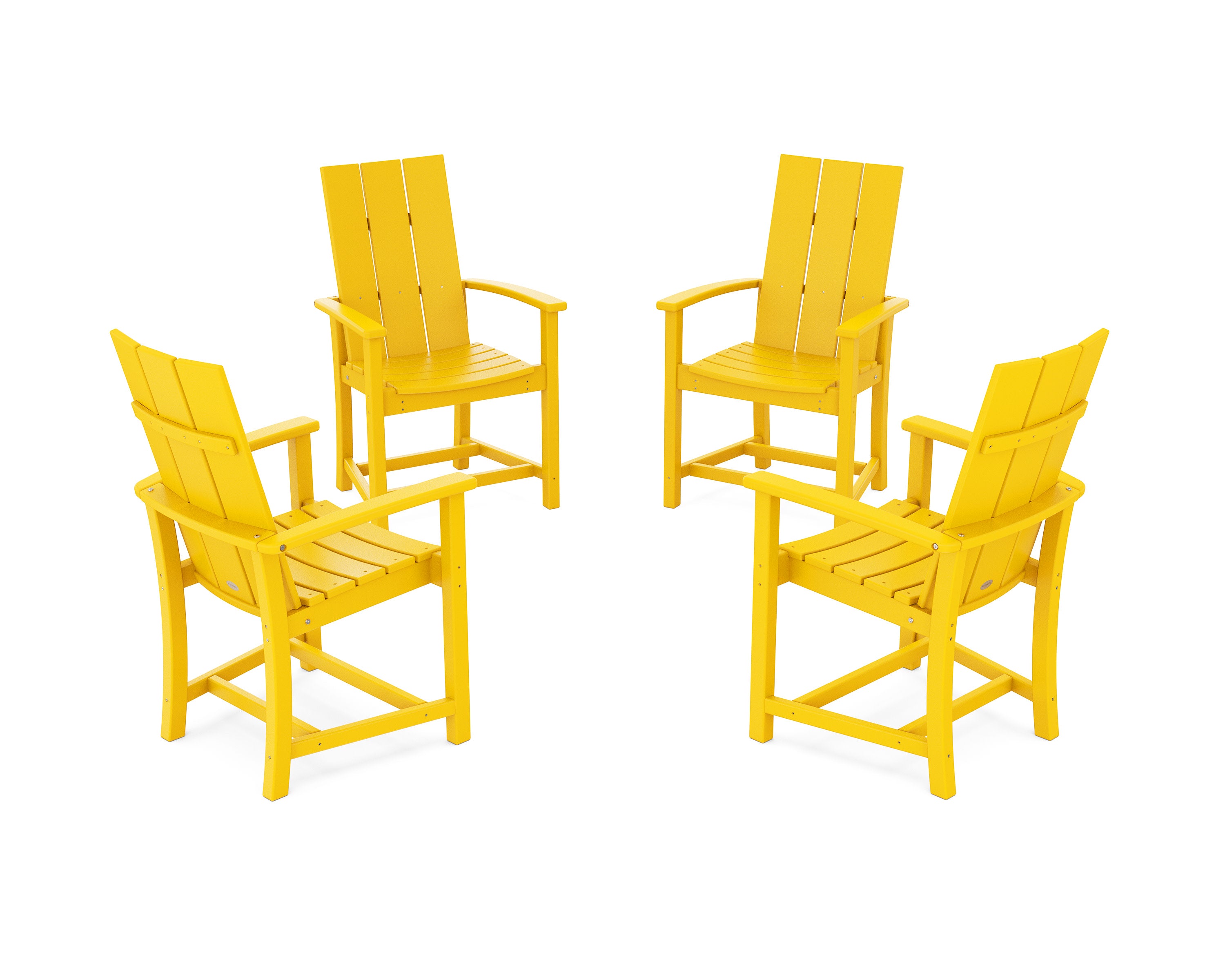 Modern 4-Piece Upright Adirondack Conversation Set in Lemon