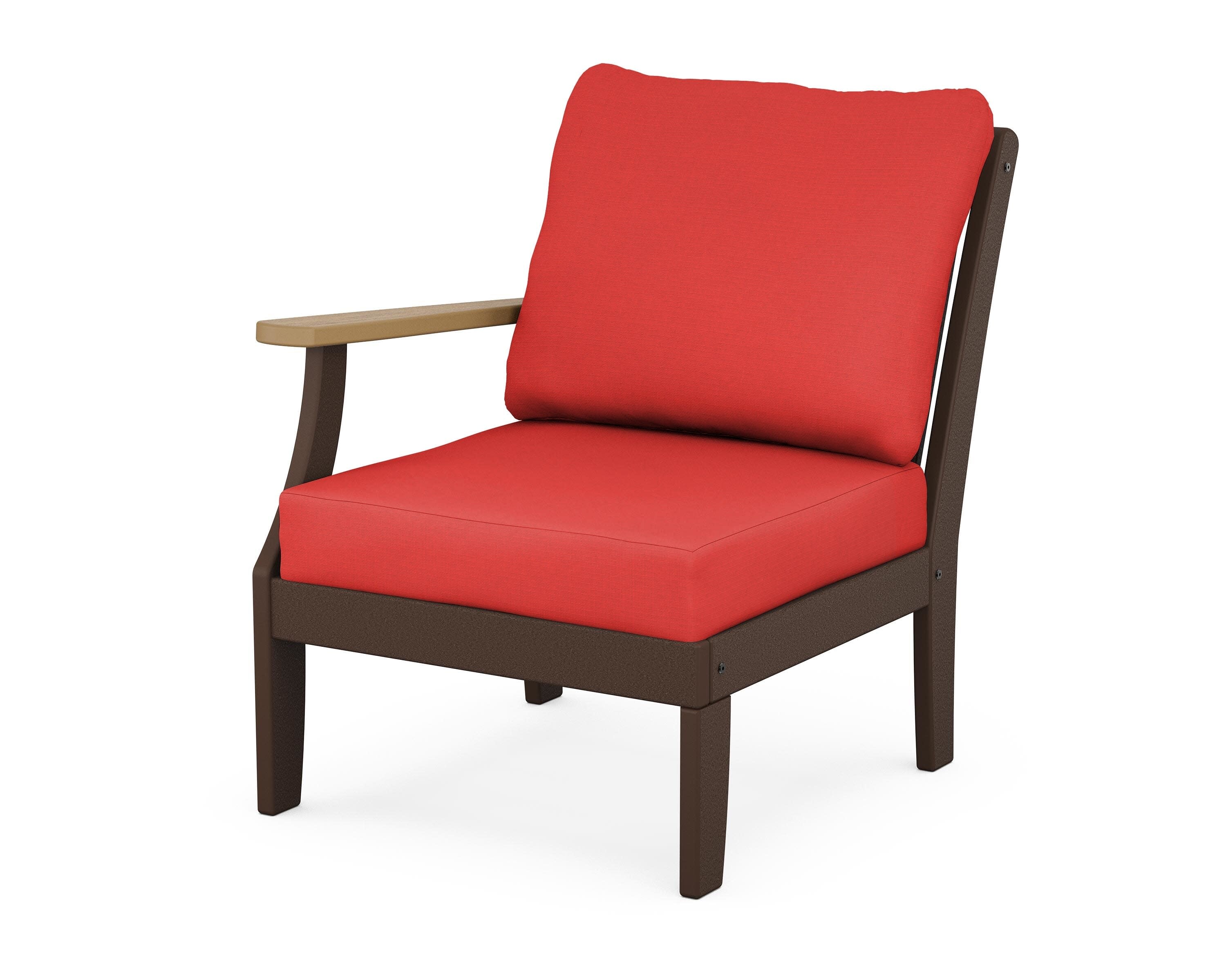 Braxton Modular Left Arm Chair in Mahogany / Natural / Crimson Linen