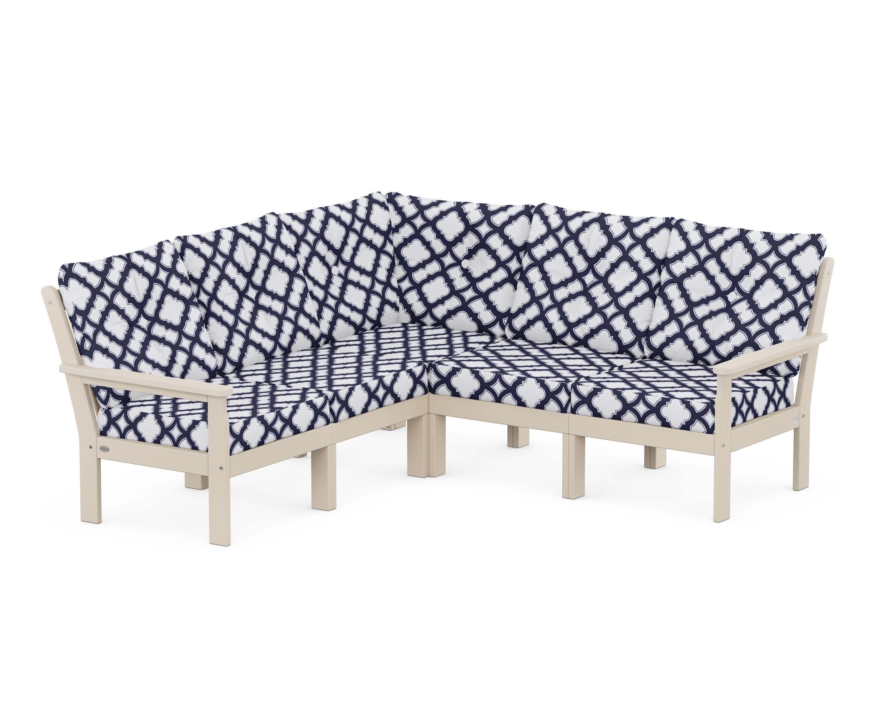 Vineyard 5-Piece Sectional in Sand / Trellis Navy