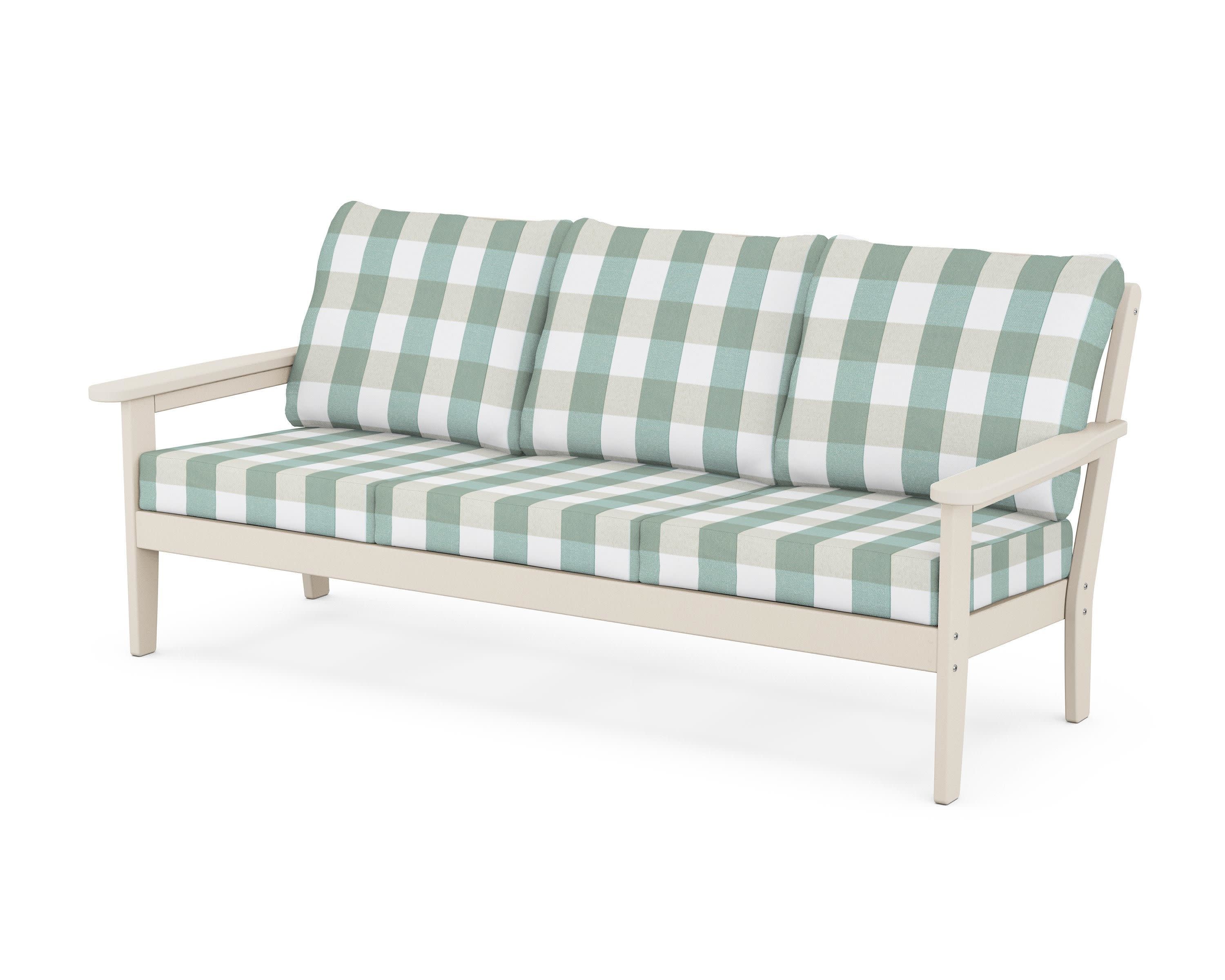 Cottage Deep Seating Sofa in Sand / Buffalo Plaid Glacier Spa