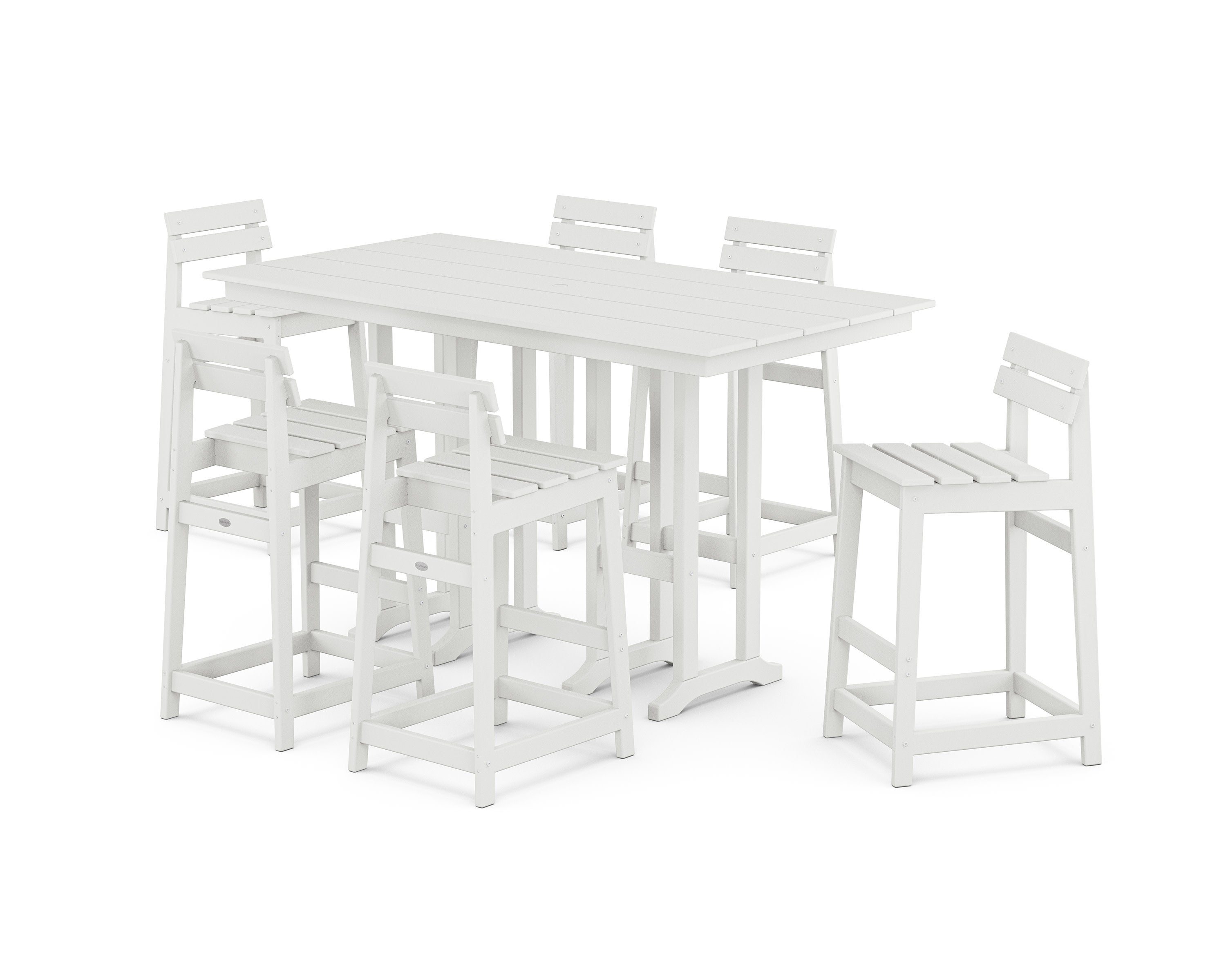 Modern Studio Plaza Lowback Bar Chair 7-Piece Set in White