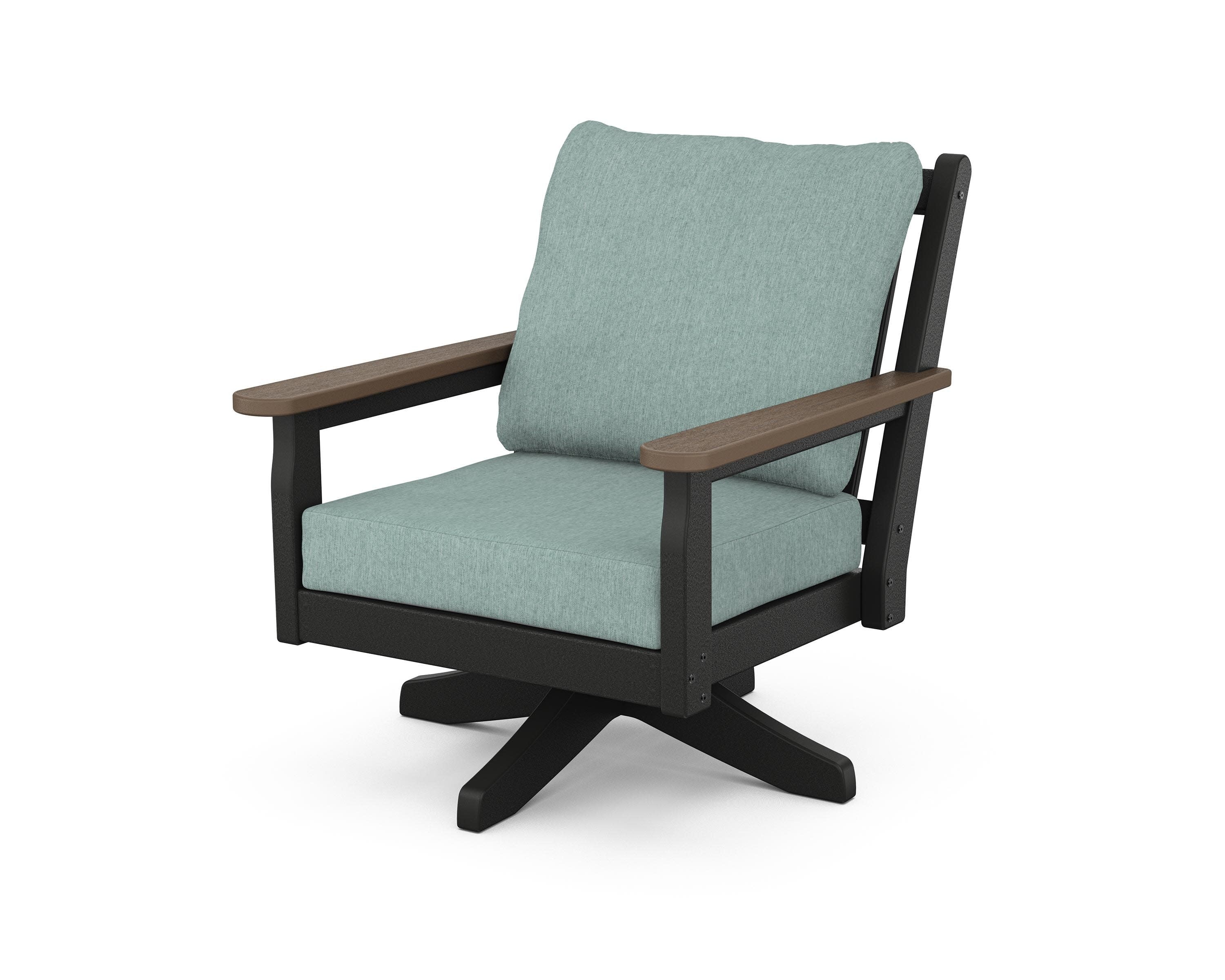 Chippendale Deep Seating Swivel Chair in Black / Kona / Glacier Spa