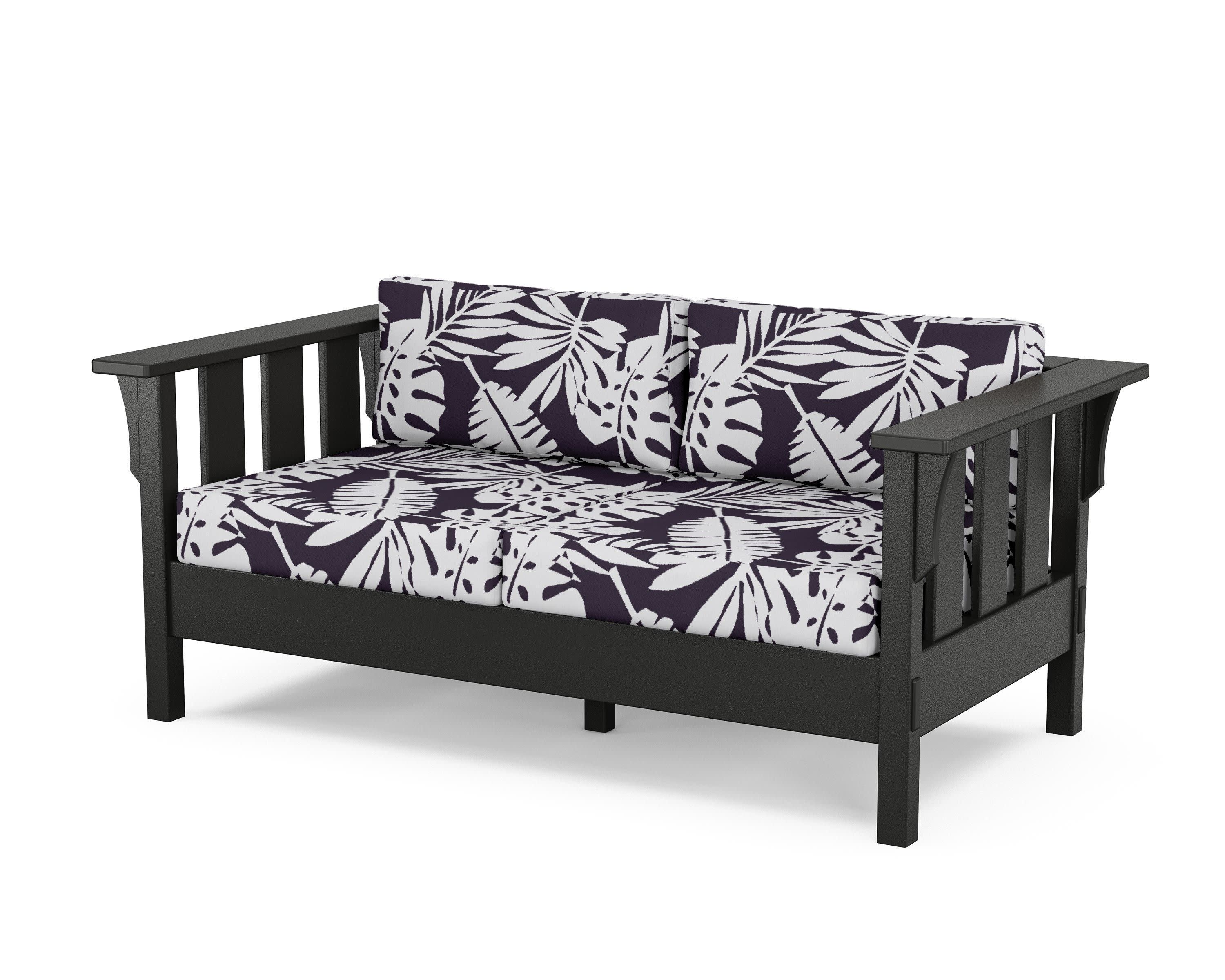 Acadia Deep Seating Loveseat in Black / Leaf Navy