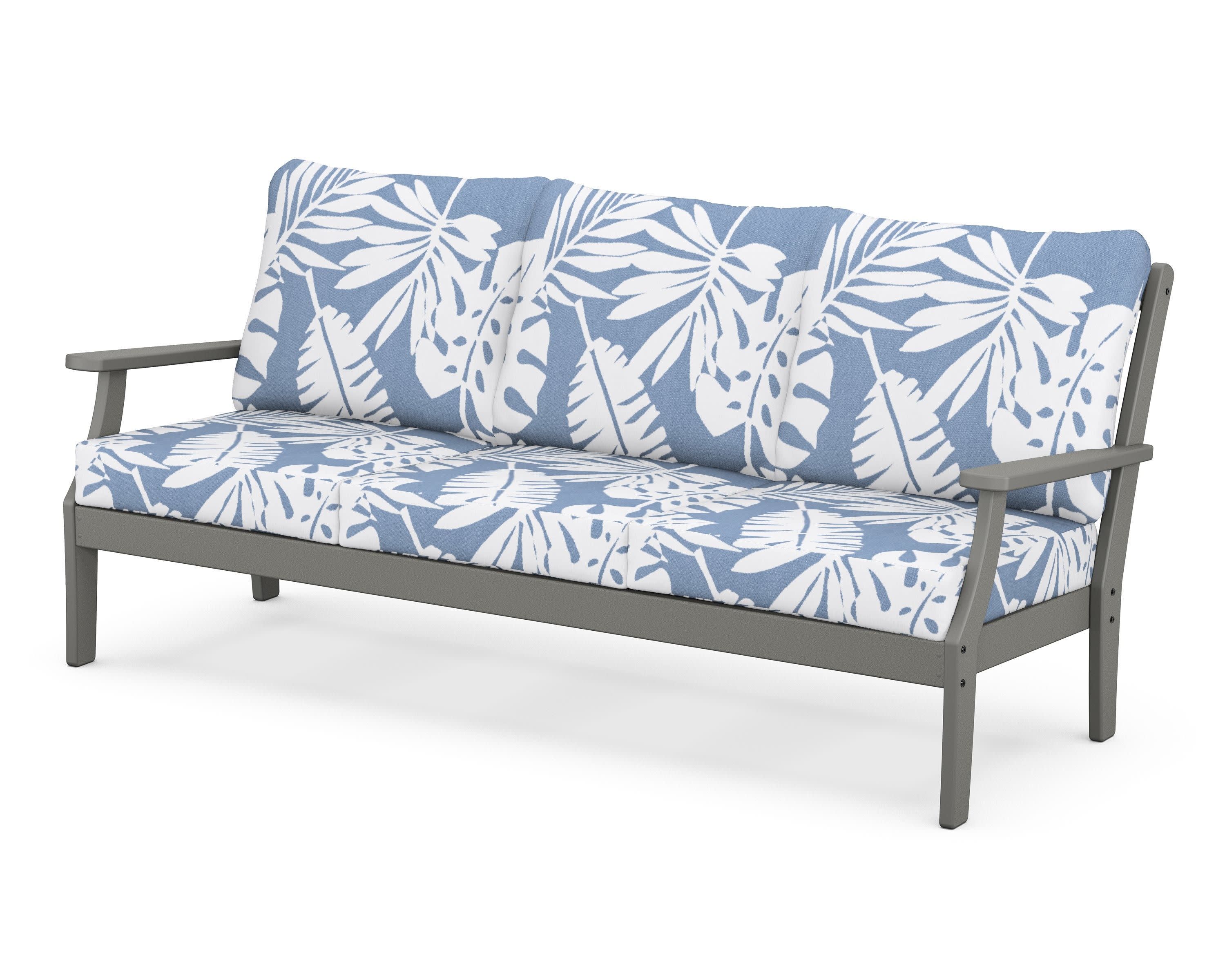 Braxton Deep Seating Sofa in Slate Grey / Leaf Sky Blue