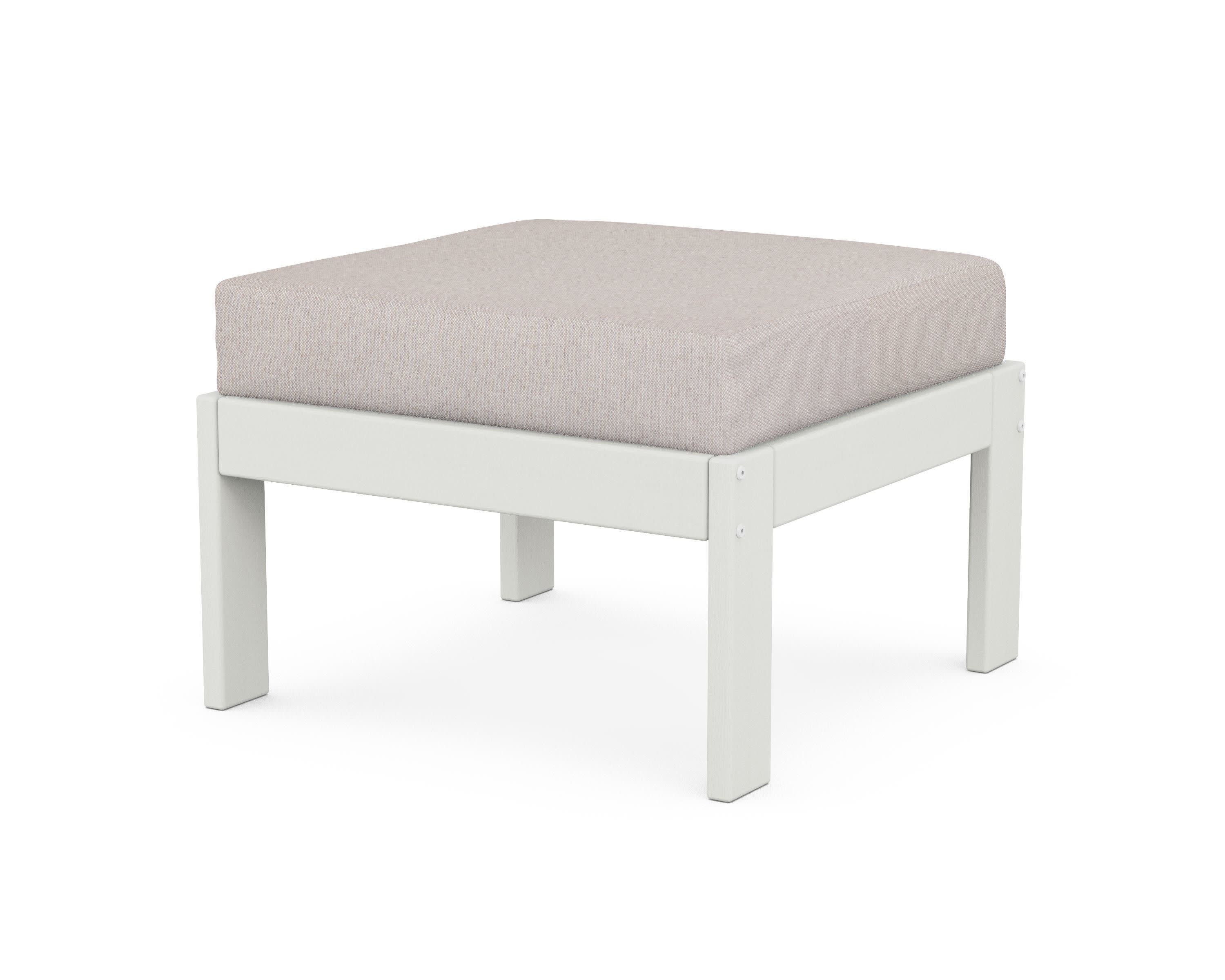 Vineyard Modular Ottoman in Vintage White / Dune Burlap