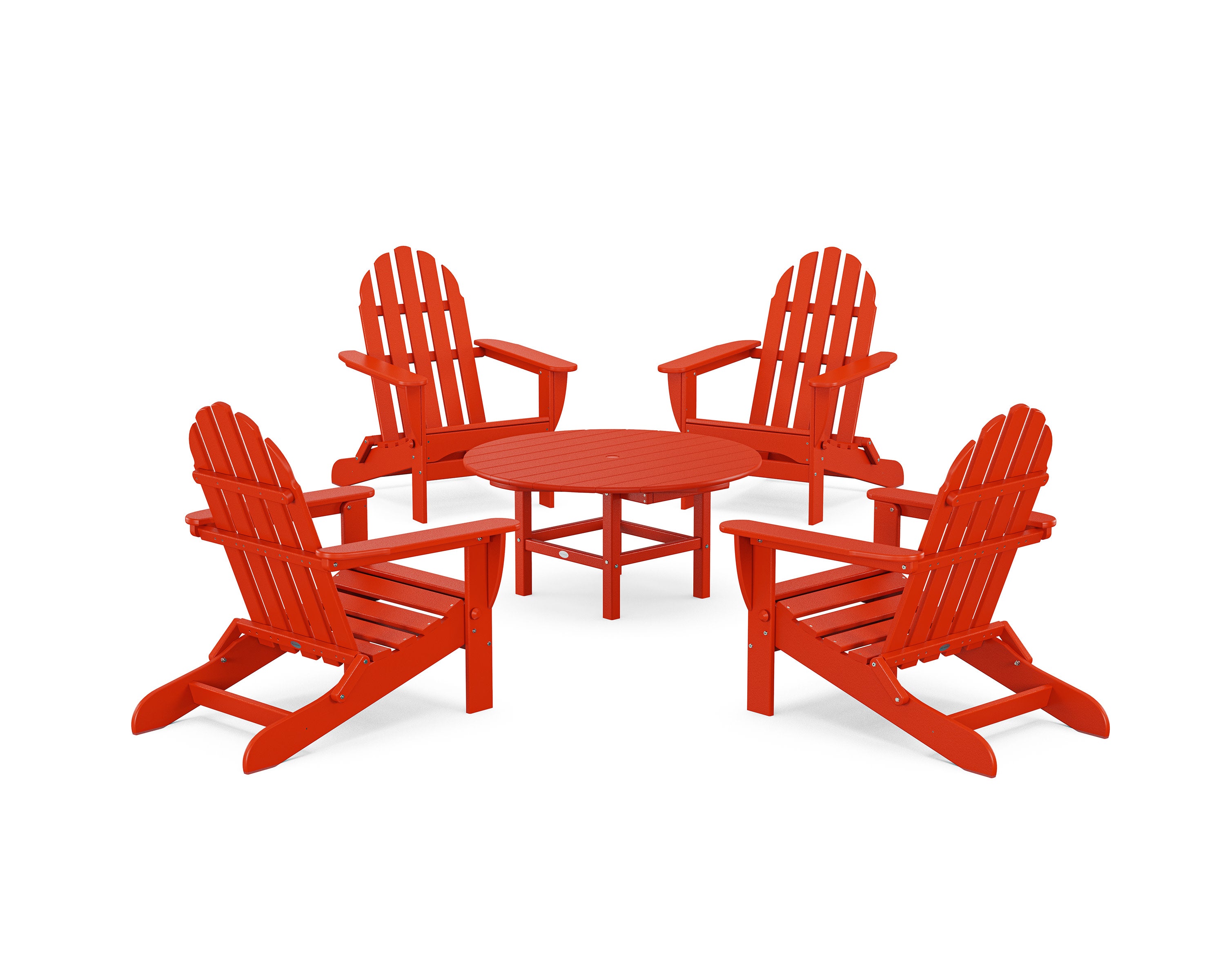 Classic Folding Adirondack 5-Piece Conversation Group in Sunset Red