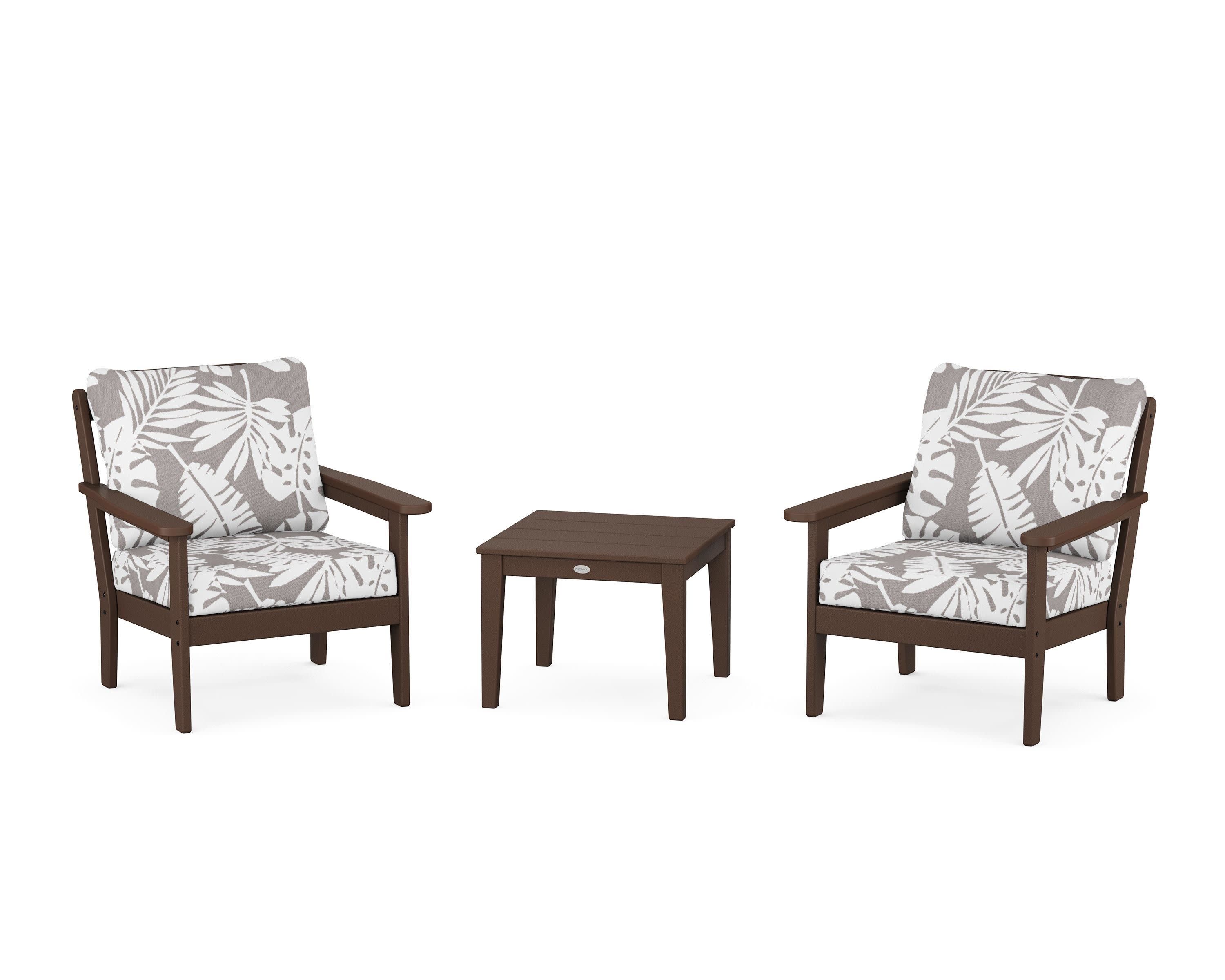 Cottage 3-Piece Deep Seating Set in Mahogany / Leaf Grey Mist