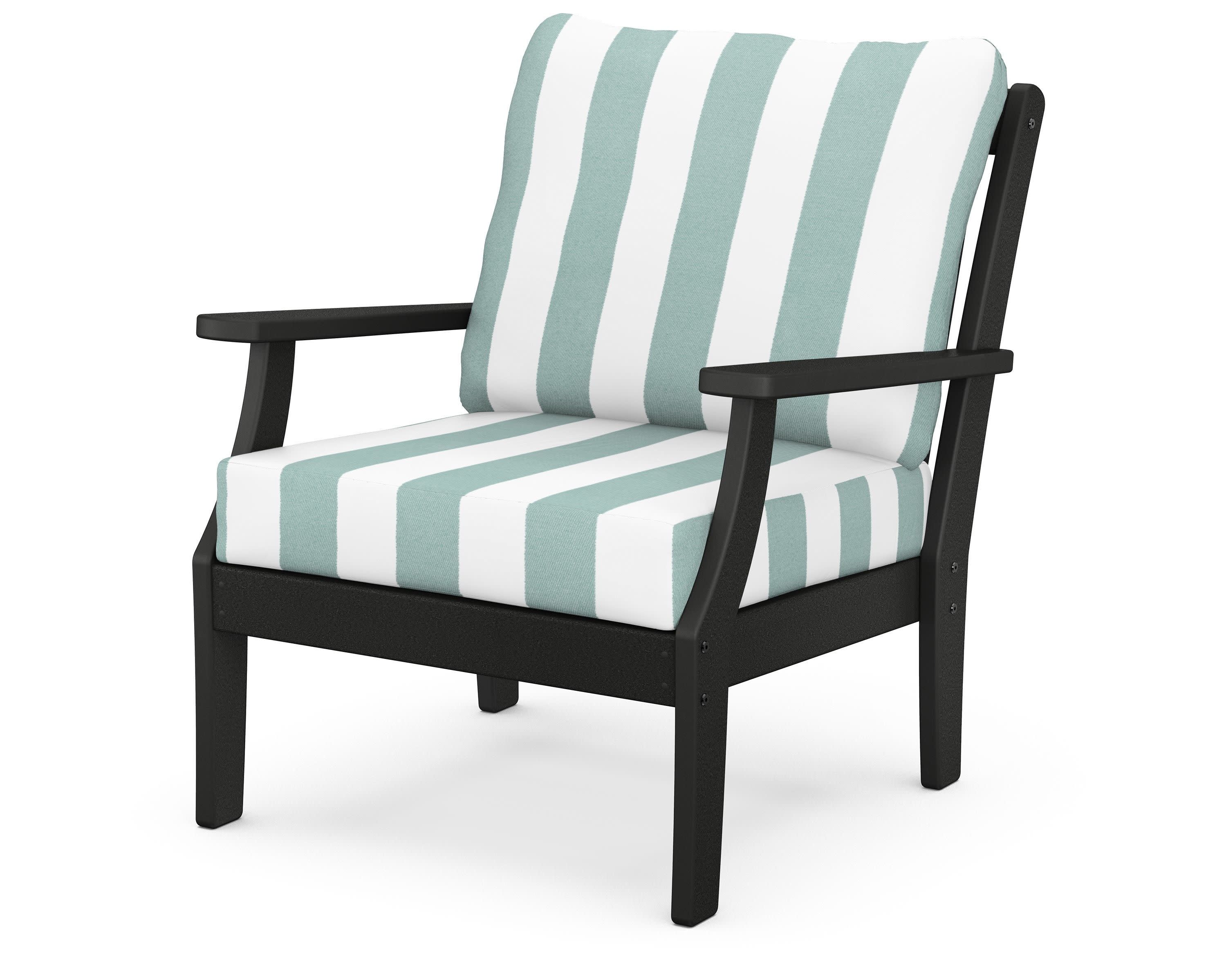 Braxton Deep Seating Chair in Black / Cabana Stripe Glacier Spa