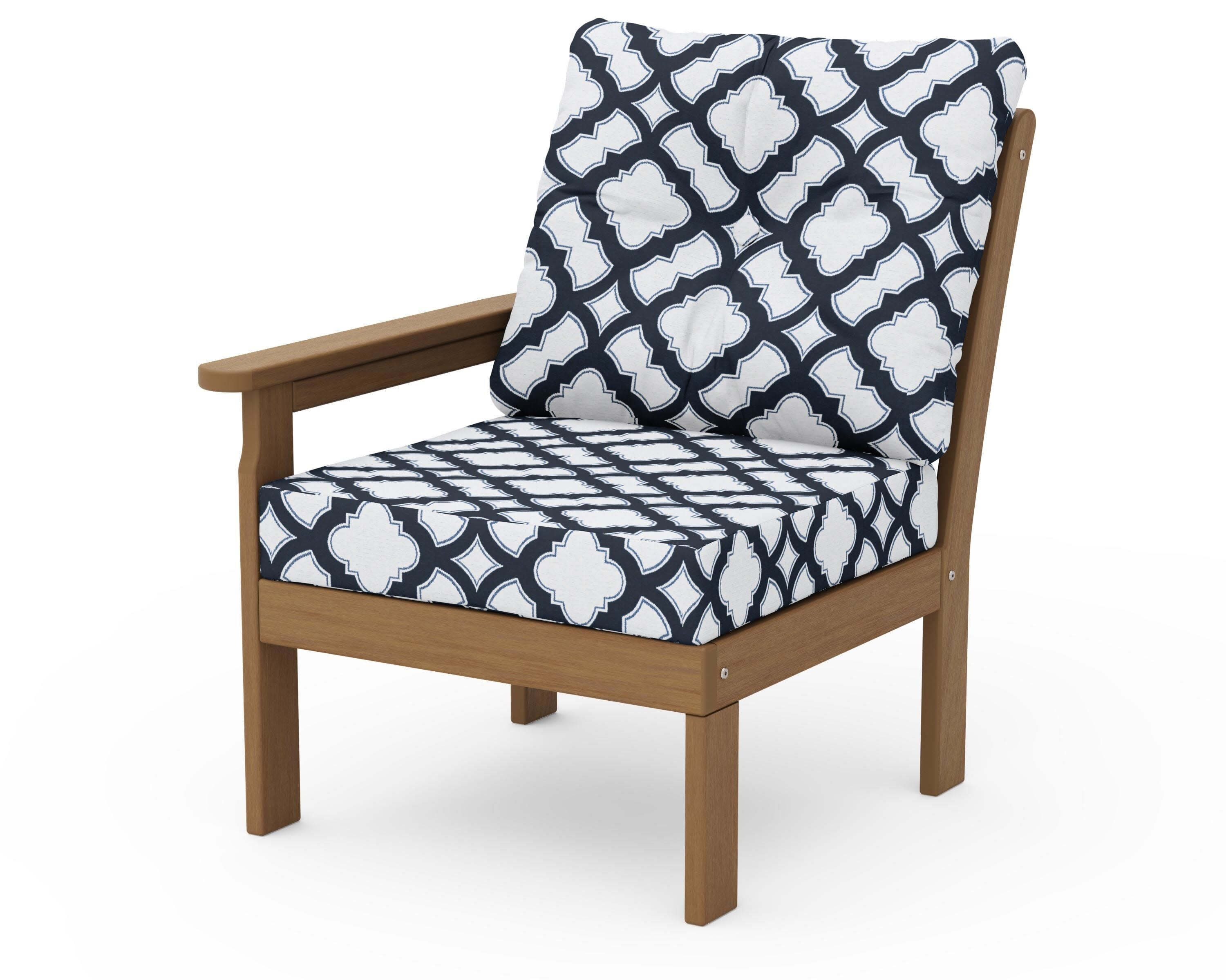 Vineyard Modular Left Arm Chair in Natural / Trellis Marine Indigo