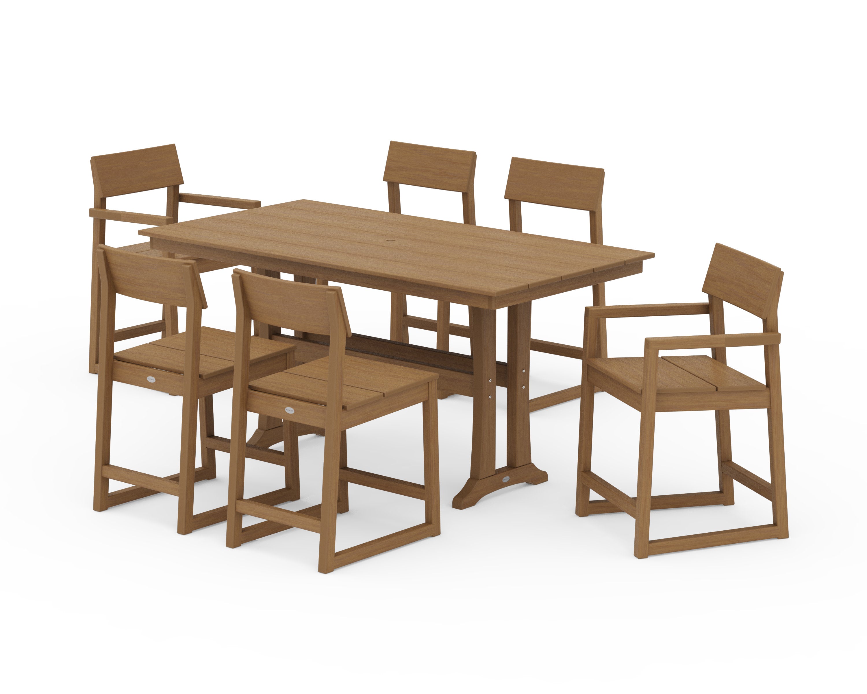 EDGE 7-Piece Farmhouse Counter Set with Trestle Legs in Natural