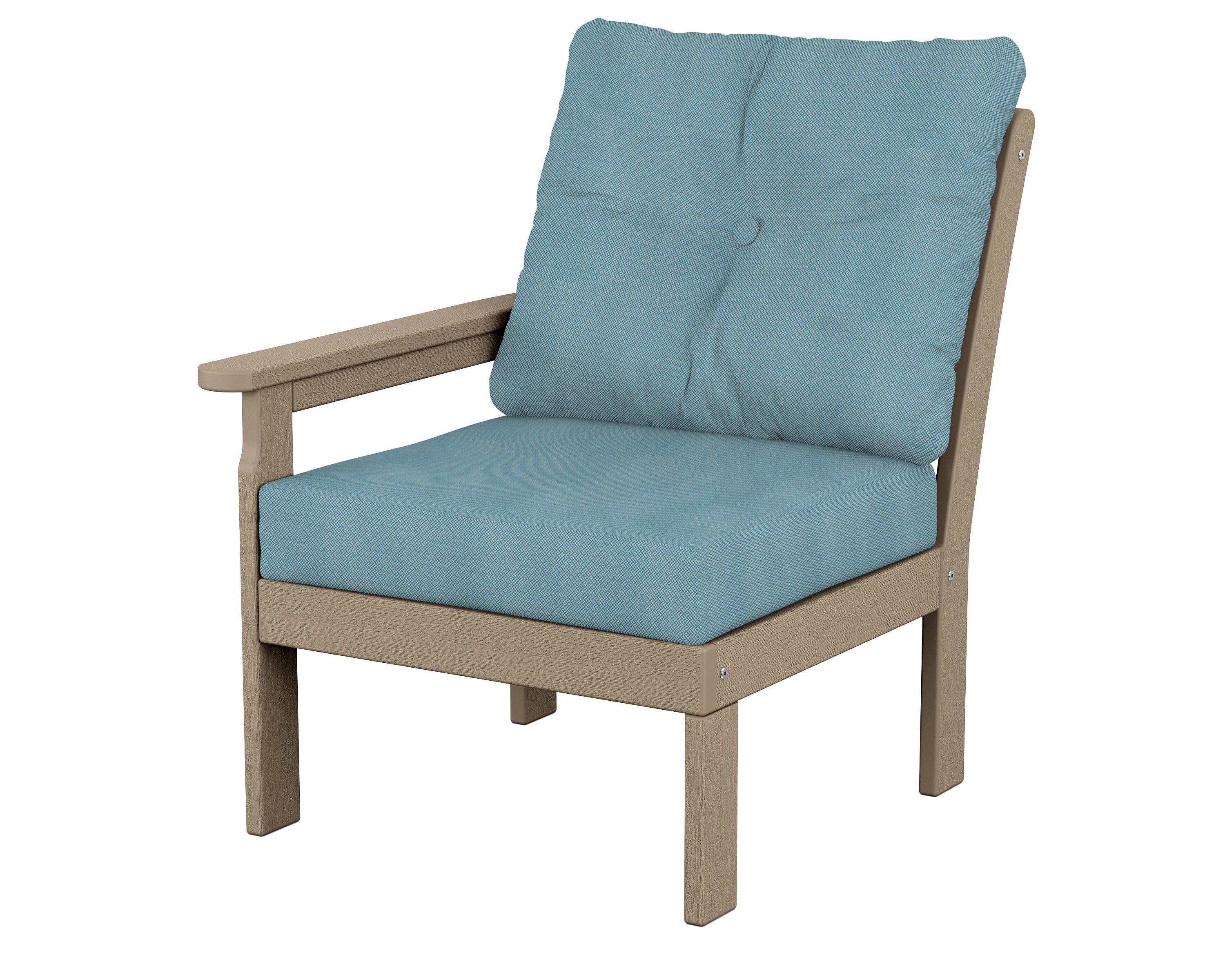 Vineyard Modular Left Arm Chair in Vintage Sahara / Lattice Sky Blue