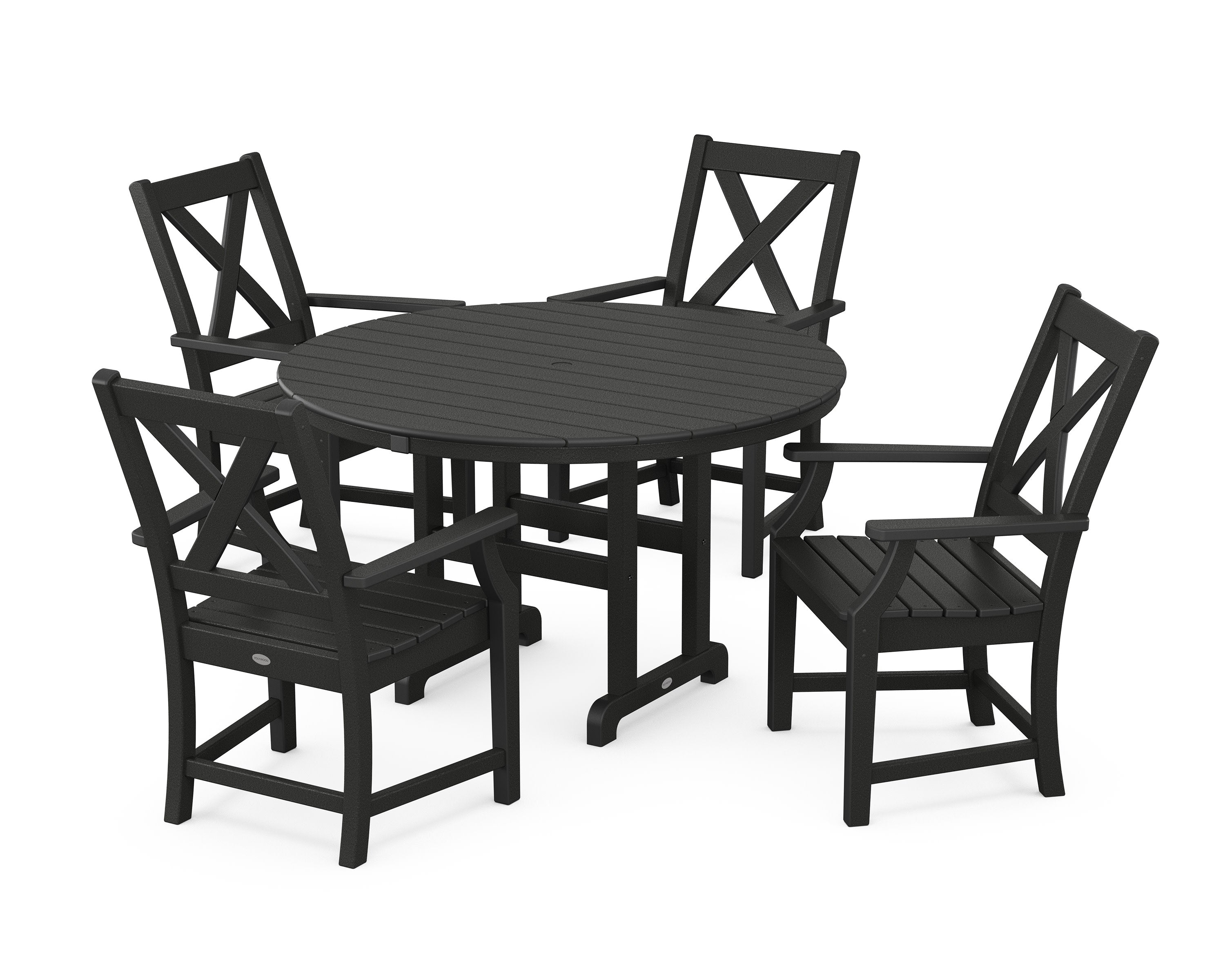 Braxton 5-Piece Round Farmhouse Dining Set in Black