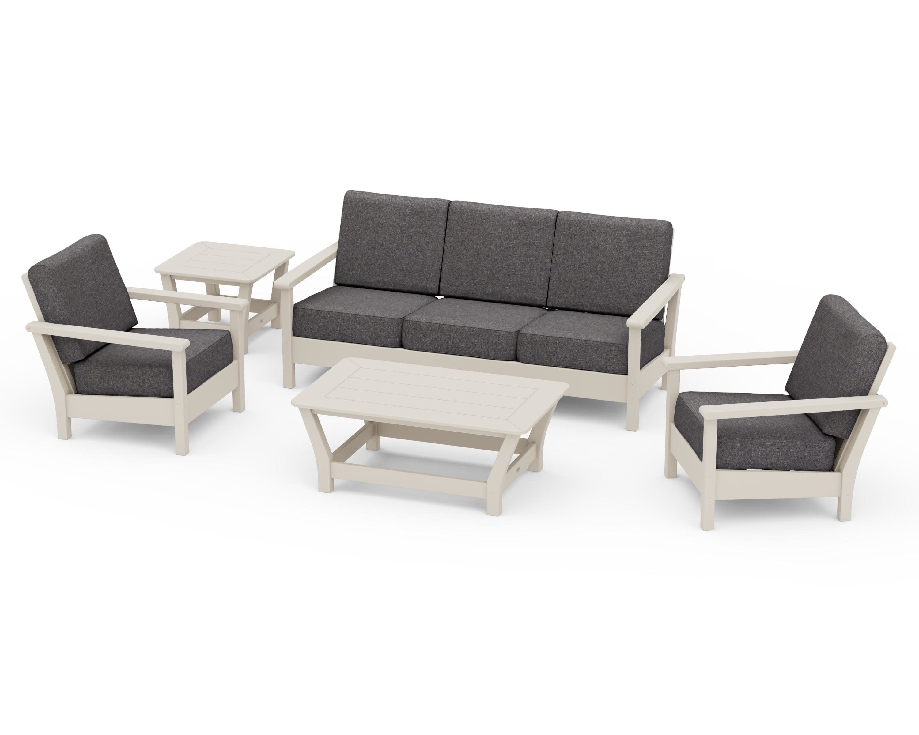 Harbour 5-Piece Deep Seating Set in Sand / Ash Charcoal