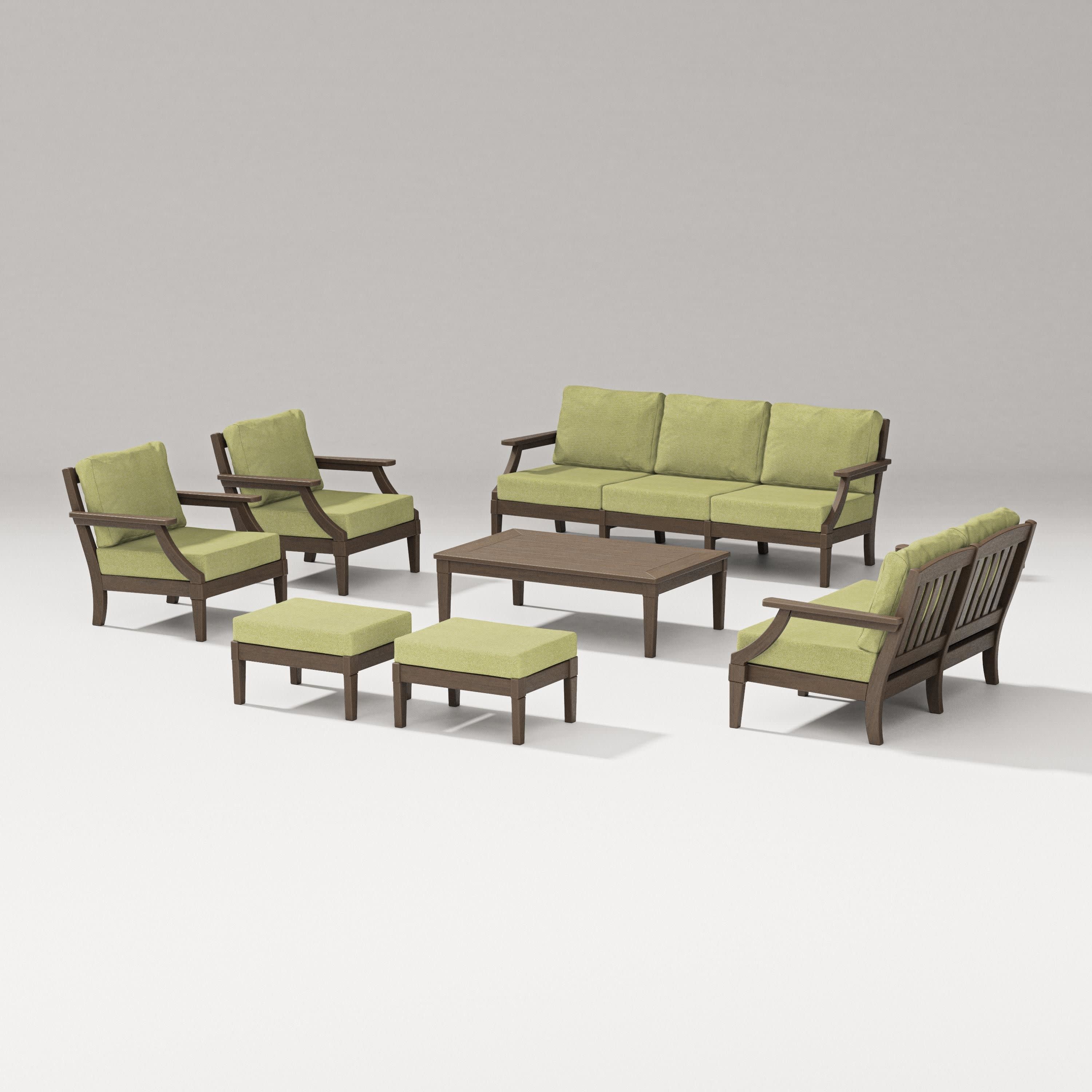 Estate 7-Piece Lounge Sofa Set in Kona / Chartreuse Boucle
