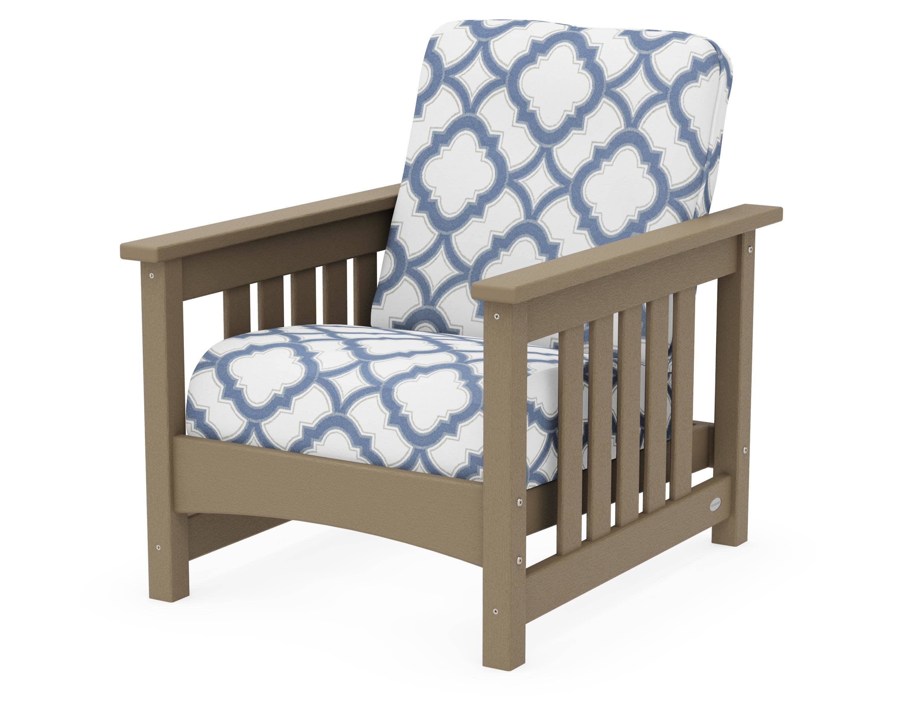 Club Mission Chair in Vintage Sahara / Trellis Sky Blue