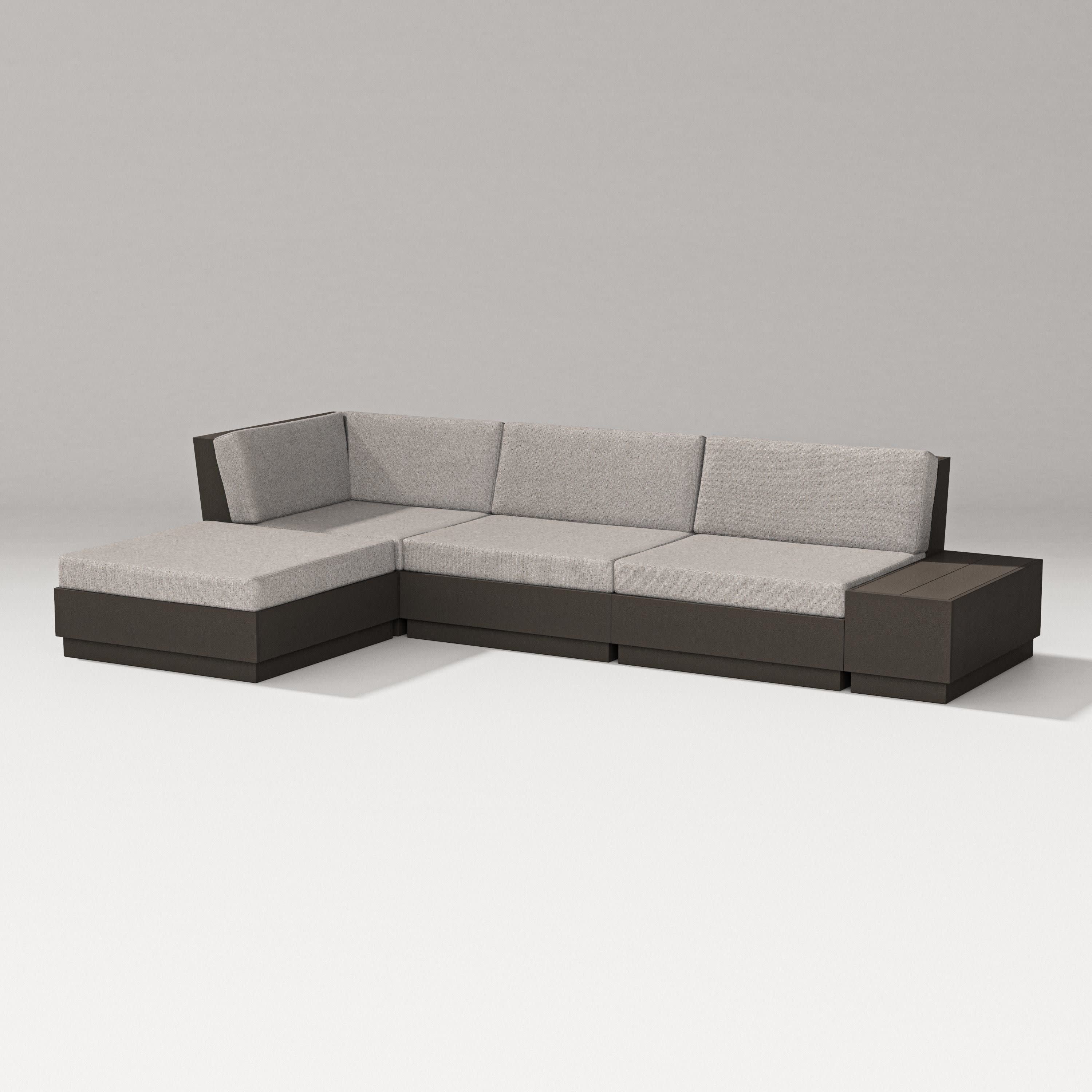 Elevate Chaise Sectional in Vintage Coffee / Weathered Tweed