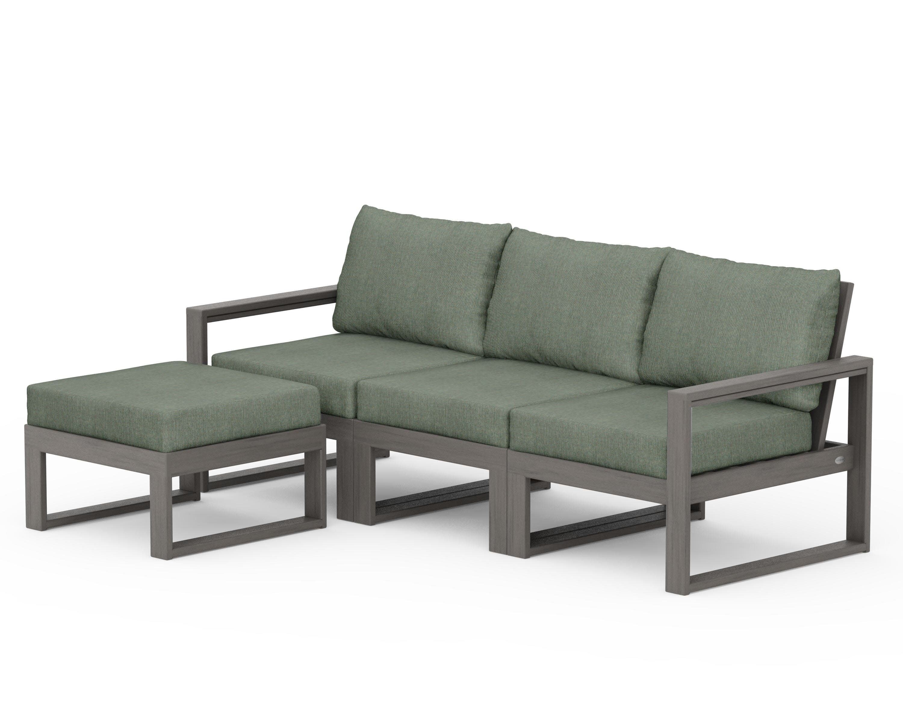 EDGE 4-Piece Modular Deep Seating Set with Ottoman in Driftwood / Cast Sage