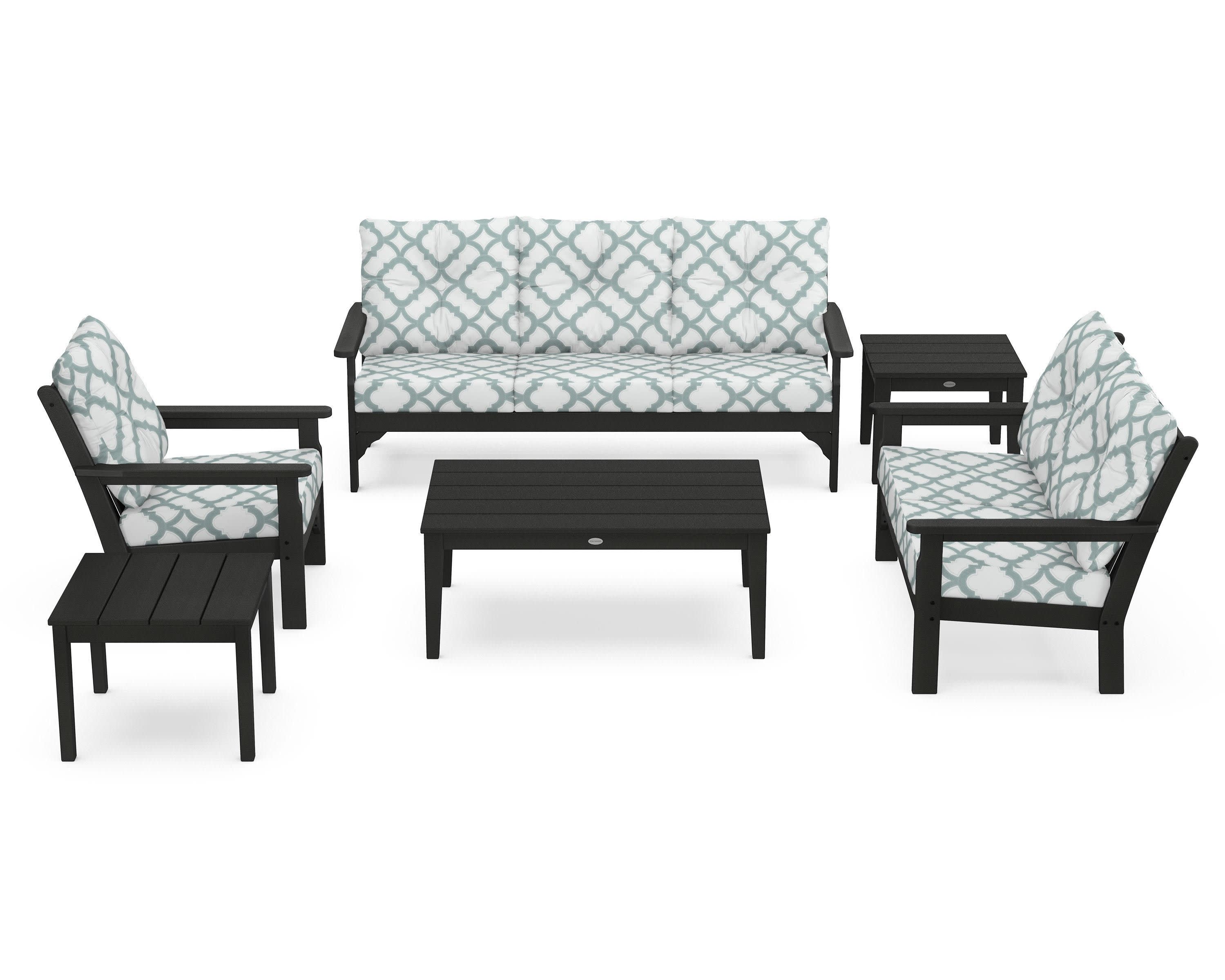 Vineyard 6-Piece Deep Seating Set in Green / Trellis Glacier Spa