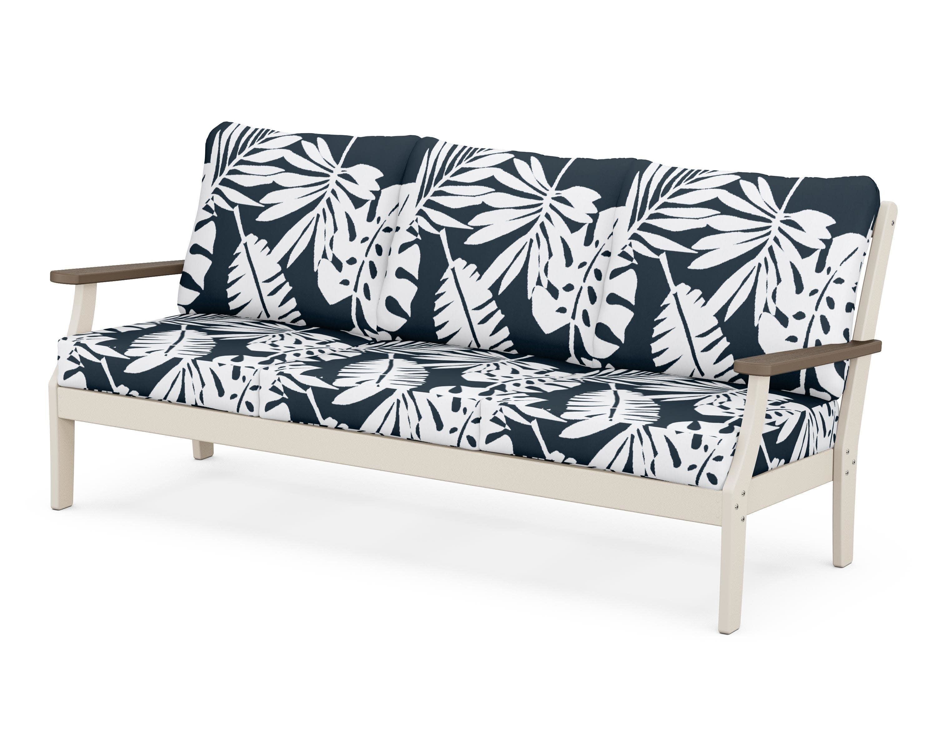 Braxton Deep Seating Sofa in Sand / Kona / Leaf Marine Indigo