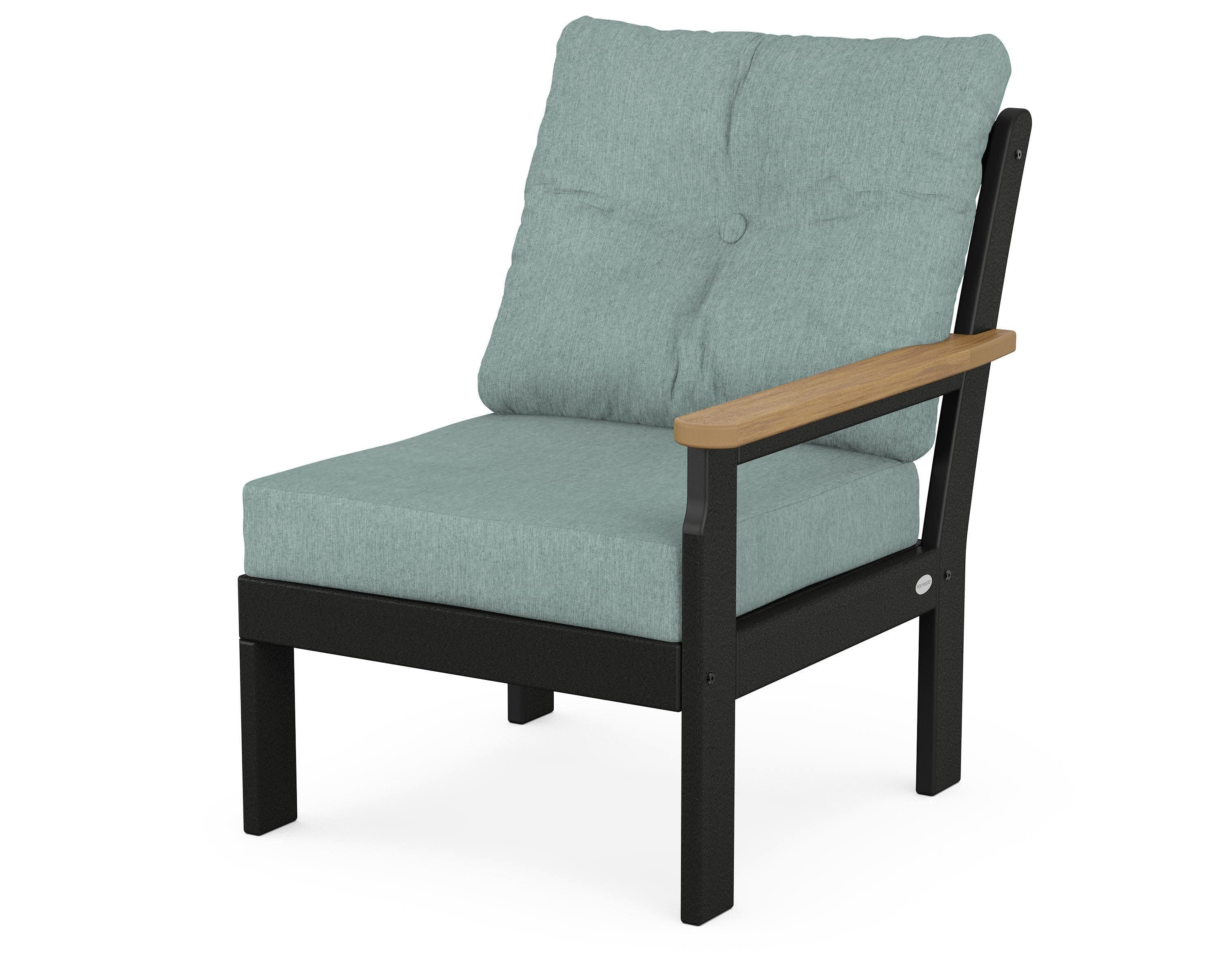 Vineyard Modular Right Arm Chair in Black / Natural / Glacier Spa