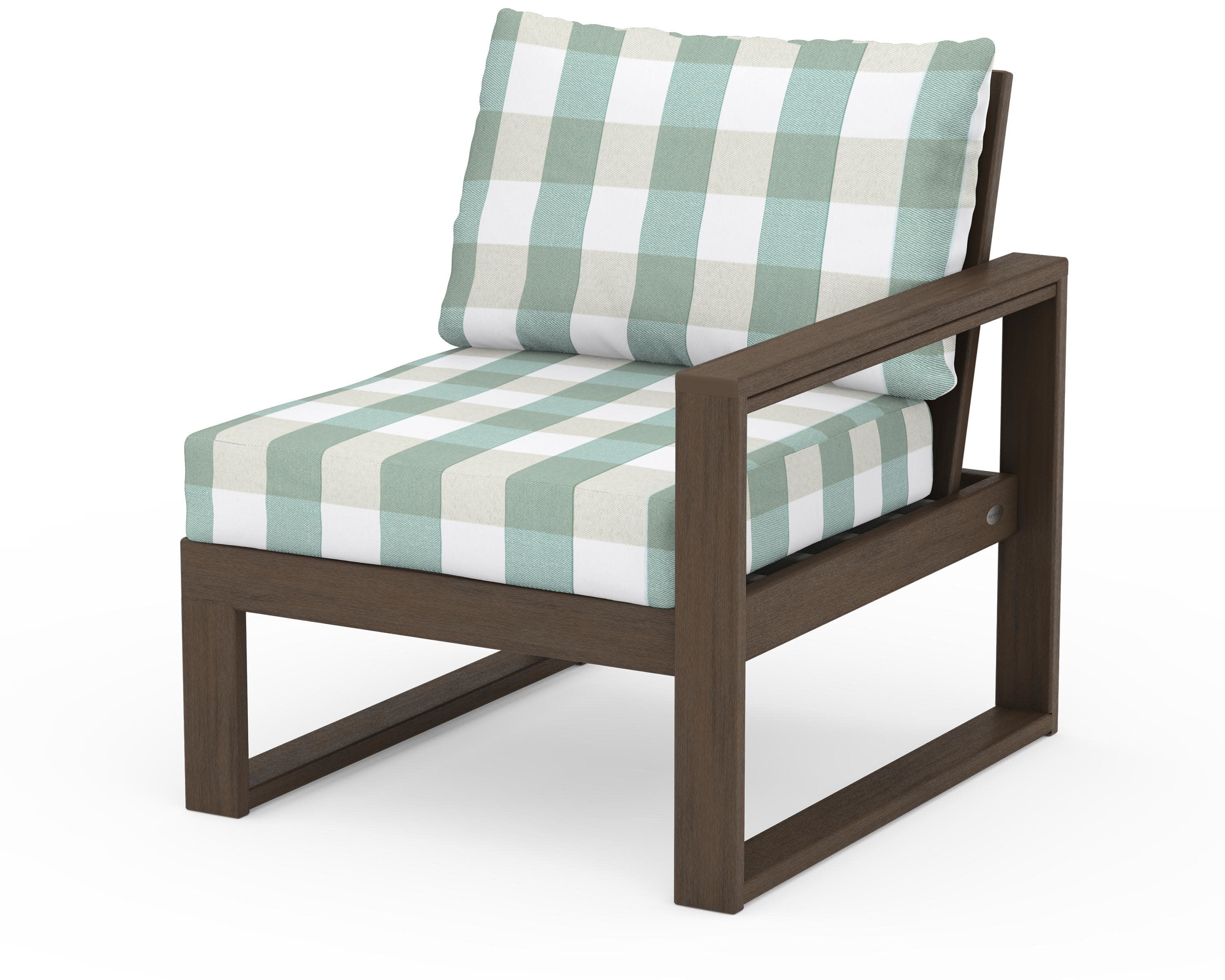 EDGE Modular Right Arm Chair in Kona / Buffalo Plaid Glacier Spa