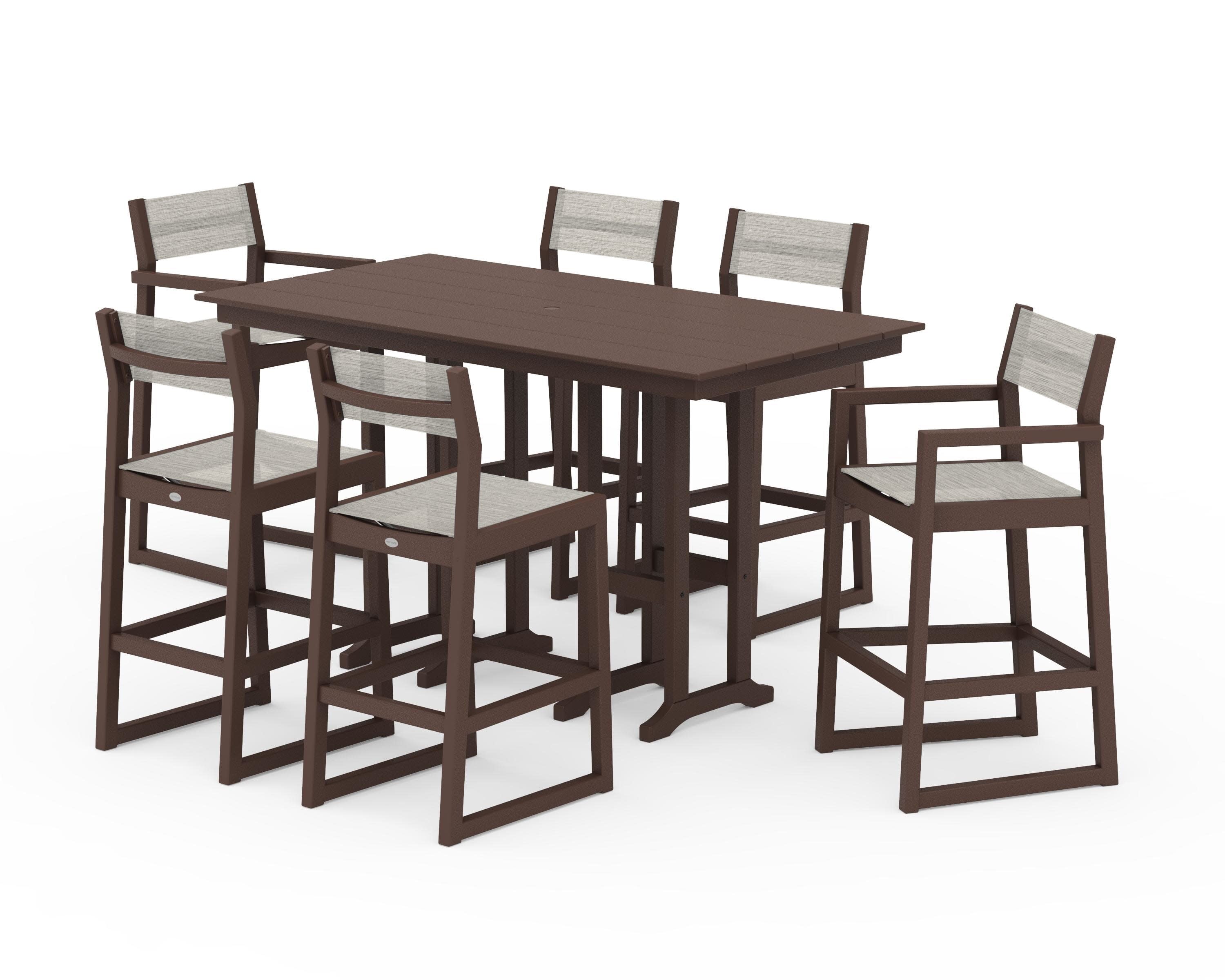 EDGE Sling 7-Piece Farmhouse Bar Set in Mahogany / Birch Sling