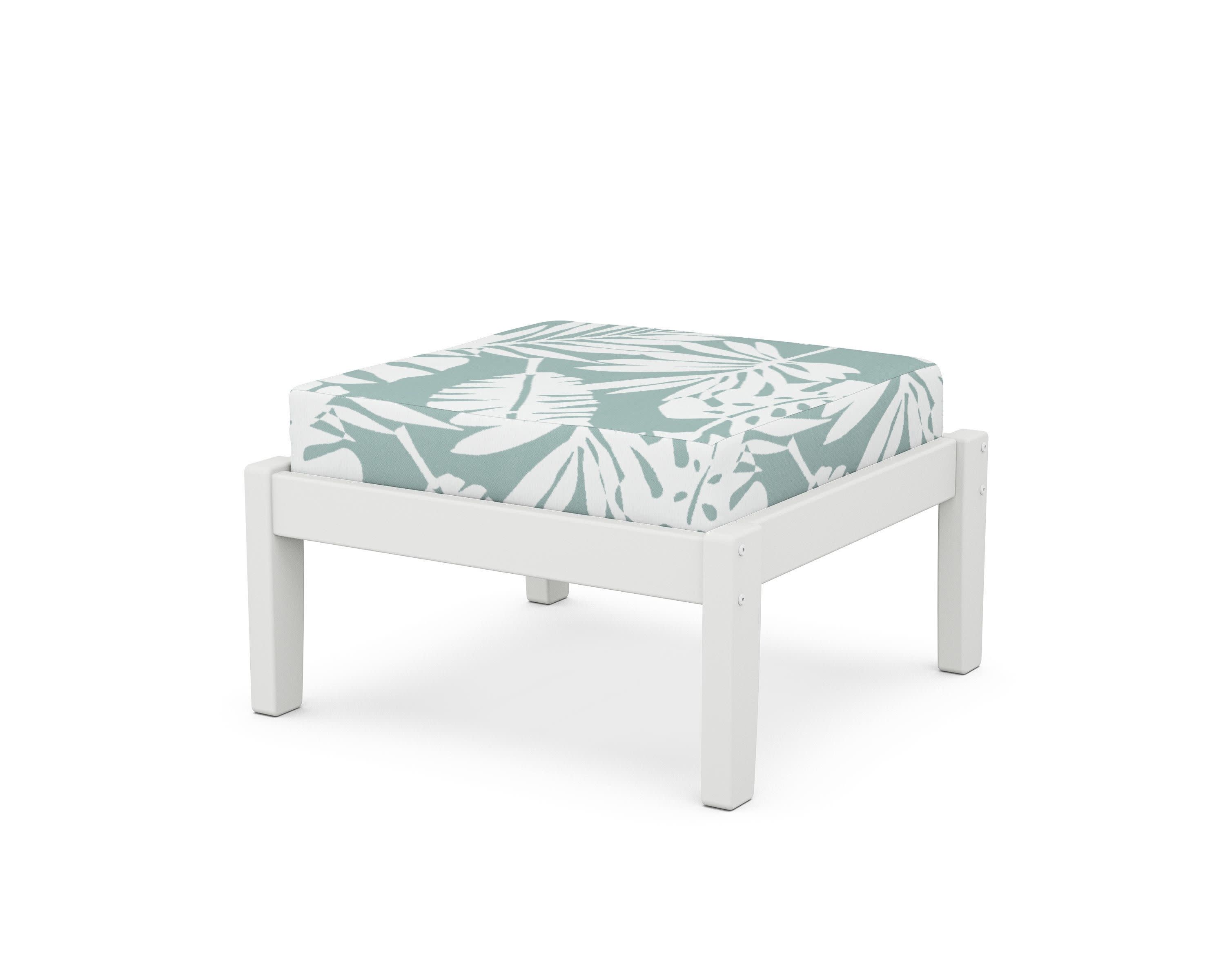 Deep Seating Ottoman in White / Leaf Glacier Spa