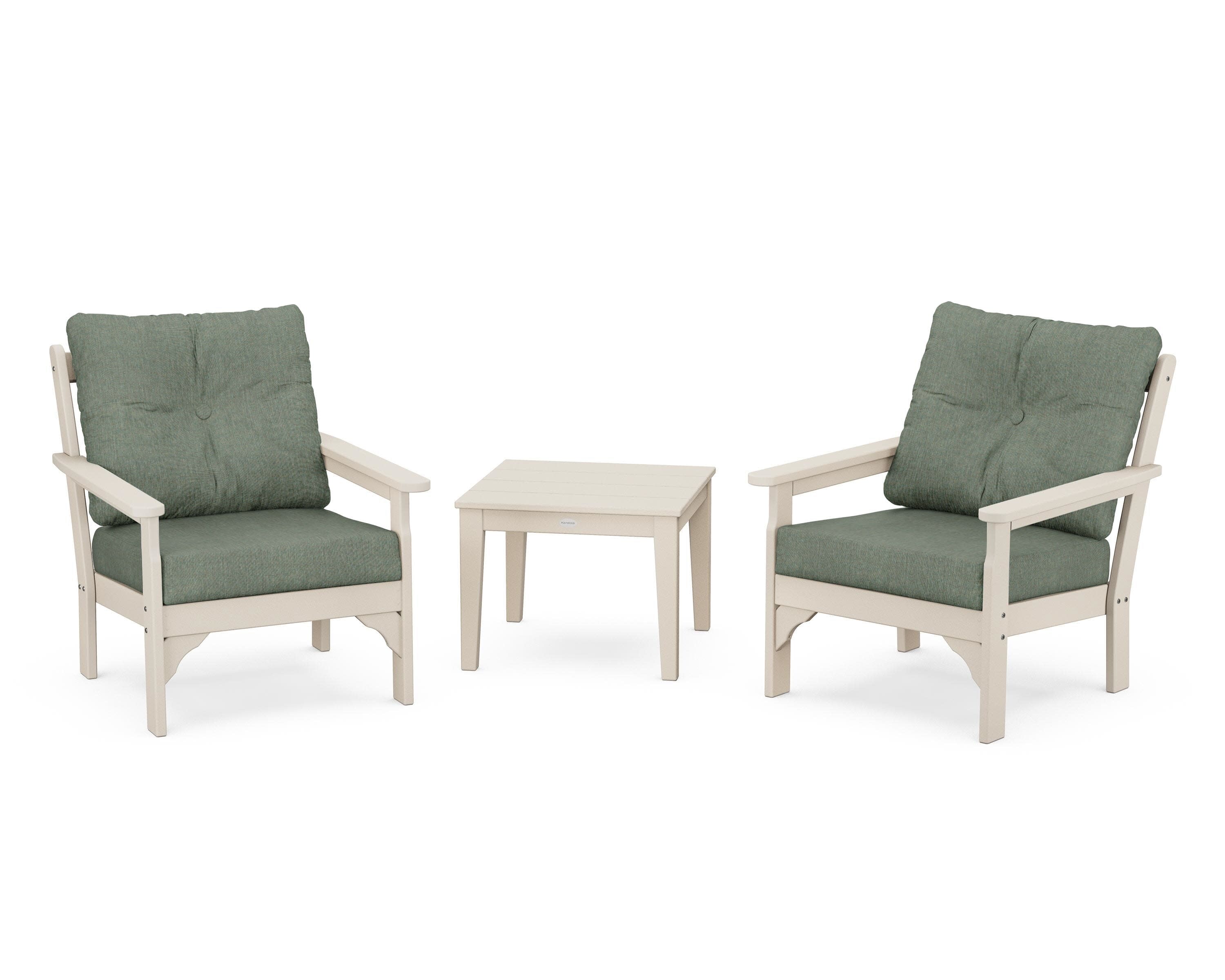 Vineyard 3-Piece Deep Seating Set in Sand / Cast Sage