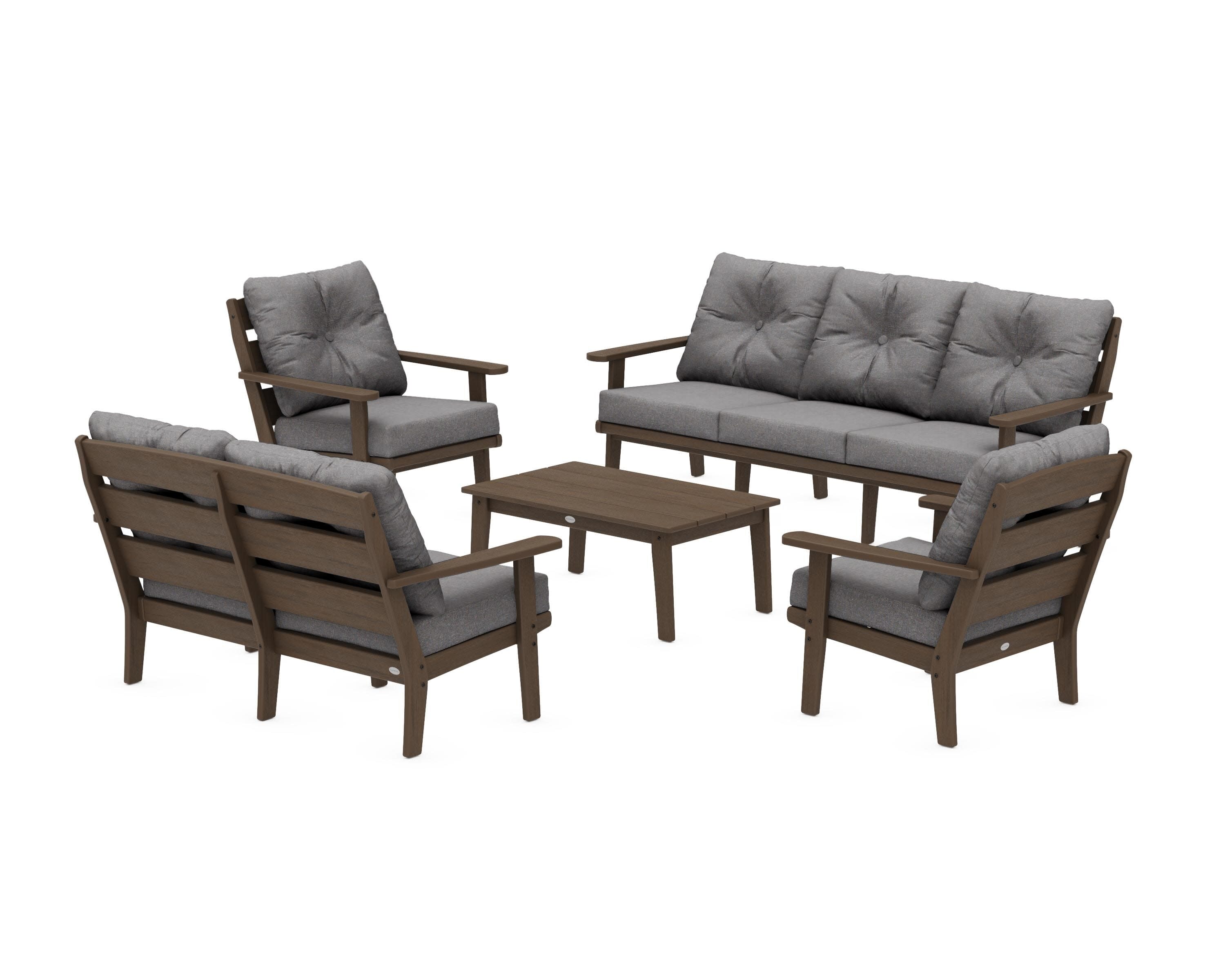 Lakeside 5-Piece Lounge Sofa Set in Kona / Ash Charcoal
