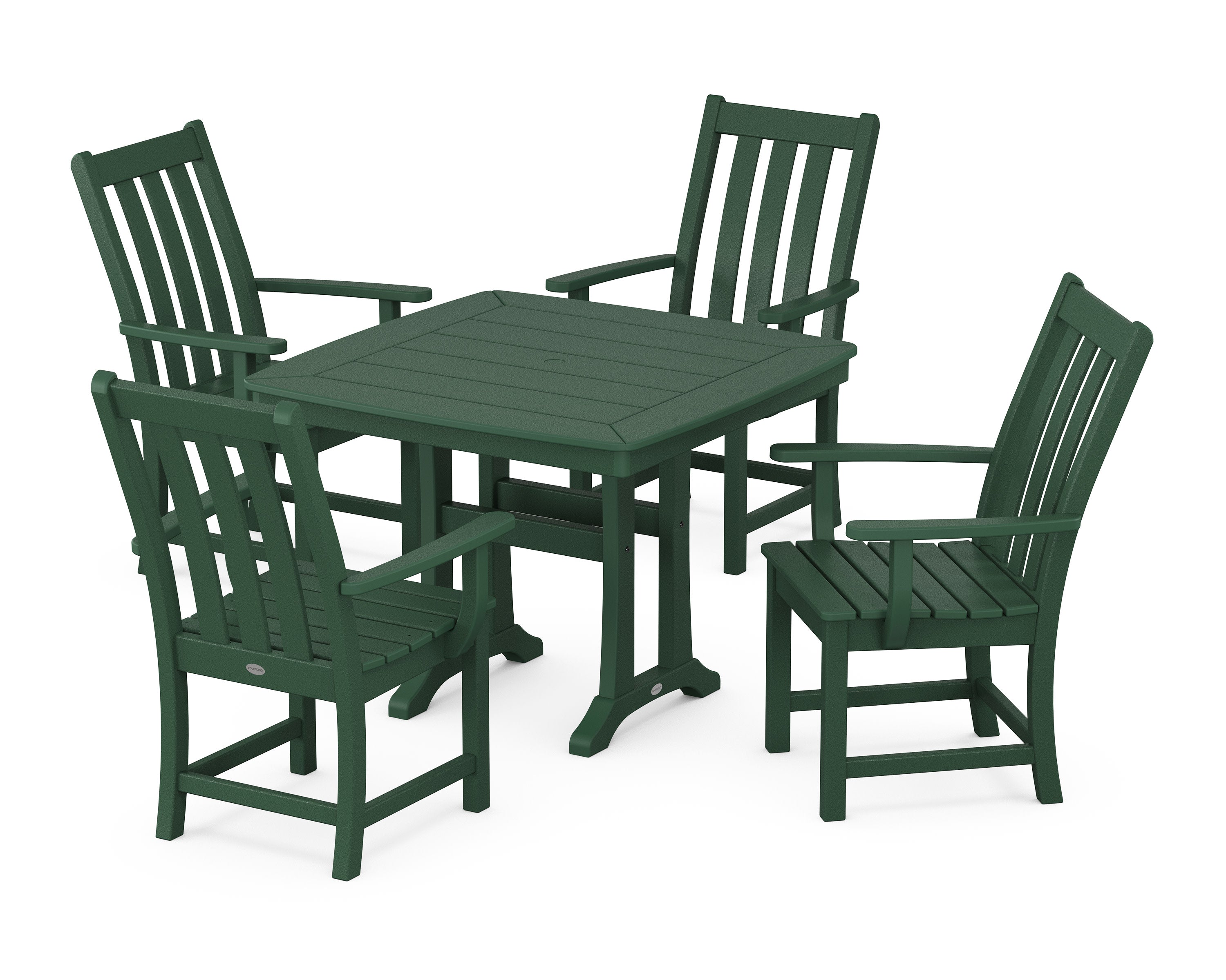 Vineyard 5-Piece Dining Set with Trestle Legs in Green