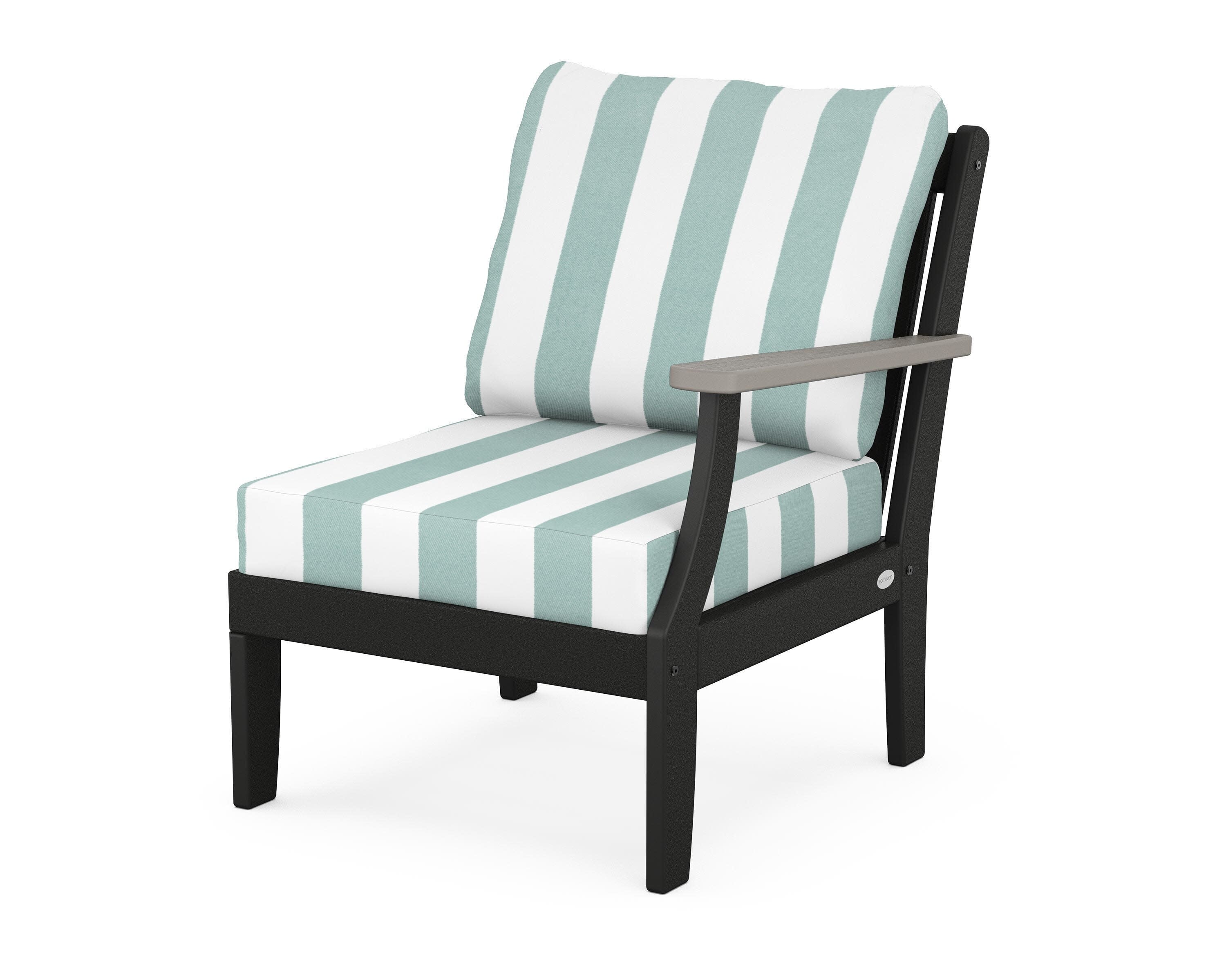 Braxton Modular Right Arm Chair in Black / Driftwood / Cabana Stripe Glacier Spa