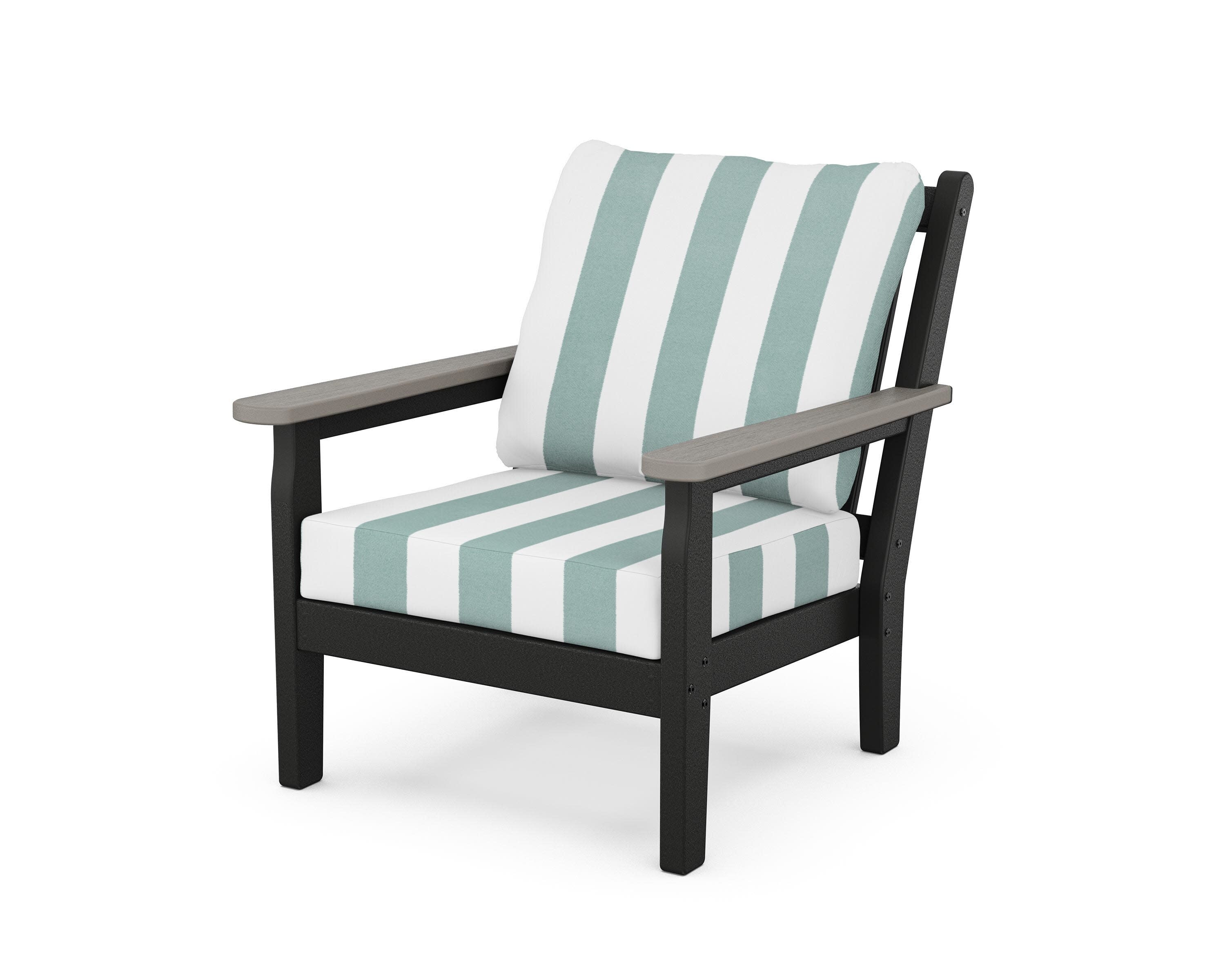 Chippendale Deep Seating Chair in Black / Driftwood / Cabana Stripe Glacier Spa