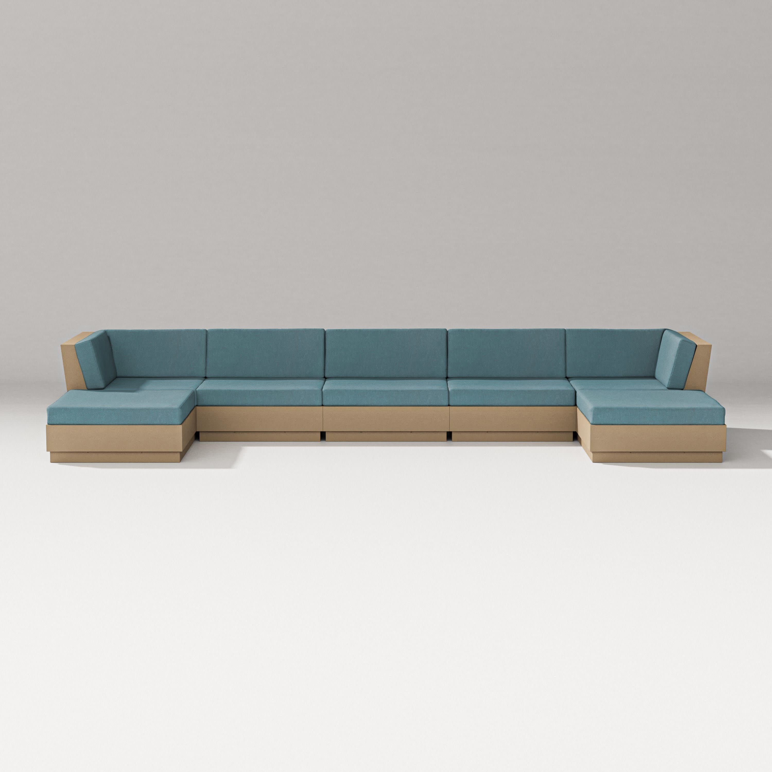 Elevate 7-Piece Double Chaise Sectional in Vintage Sahara / Ocean Teal